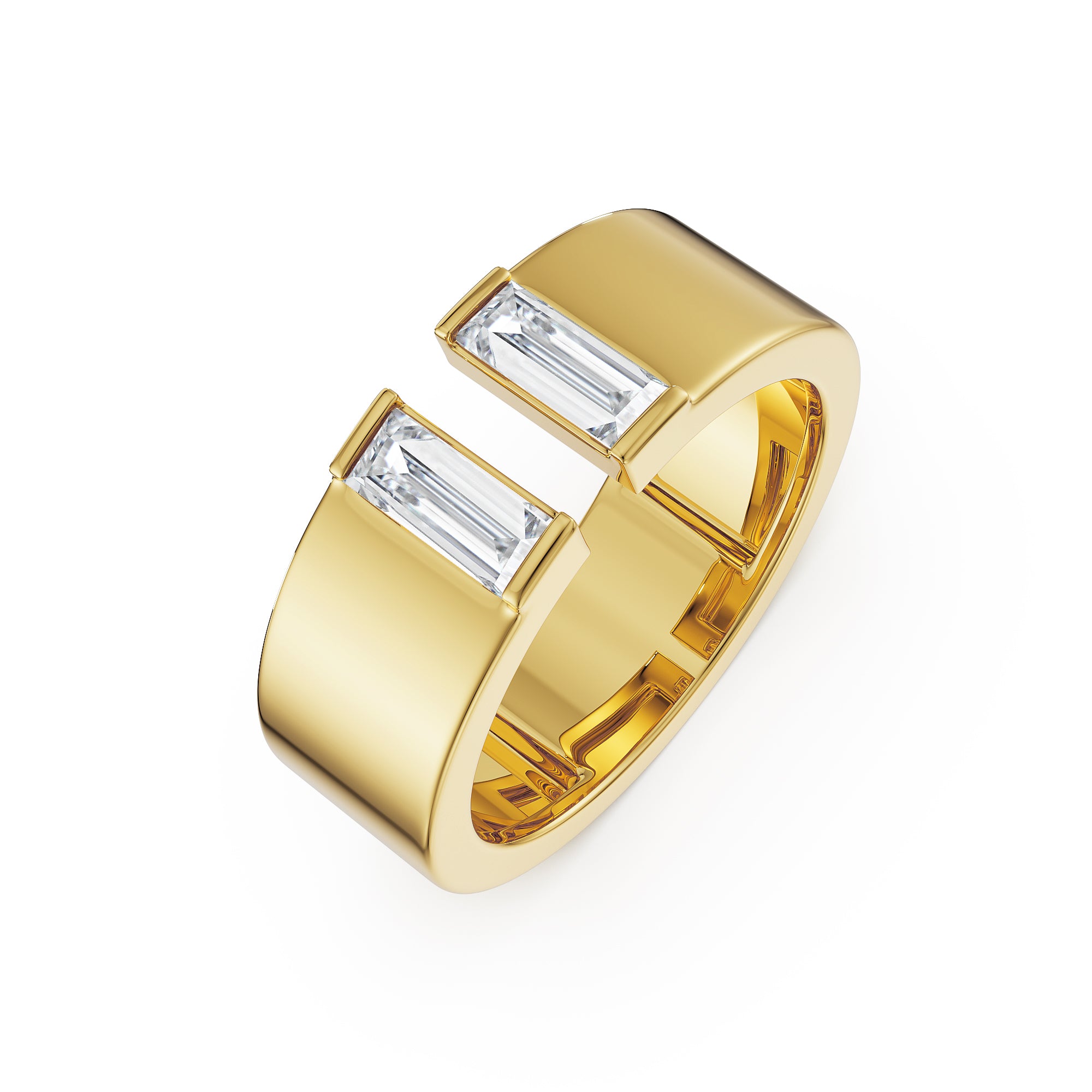 Baguette Lab Grown Diamond Open Ring - top view