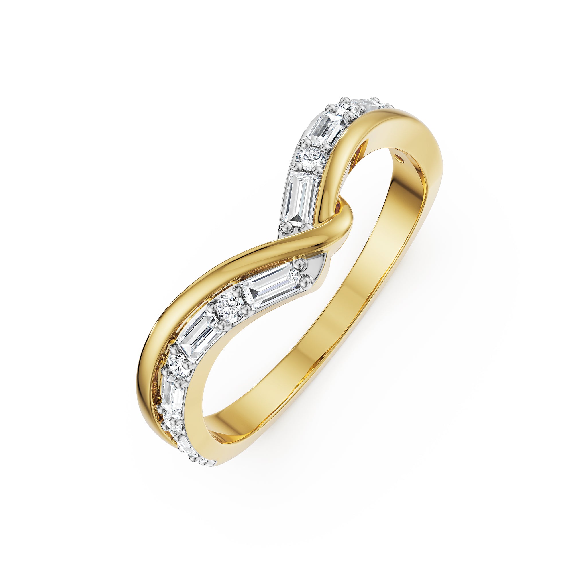 Chevron Baguette Lab Grown Diamond Band - top view