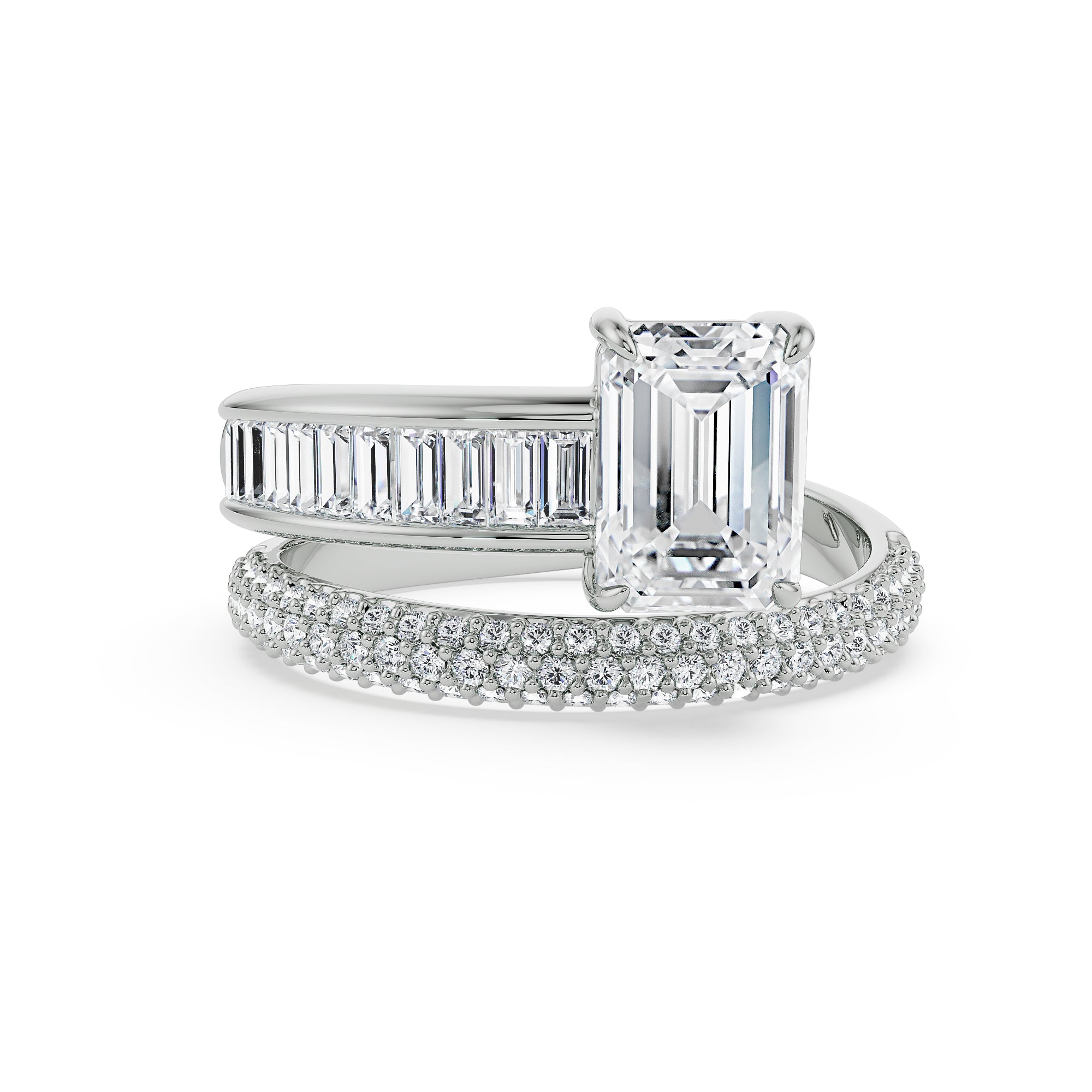 Twirling Emerald Lab Grown Diamond Ring - front view