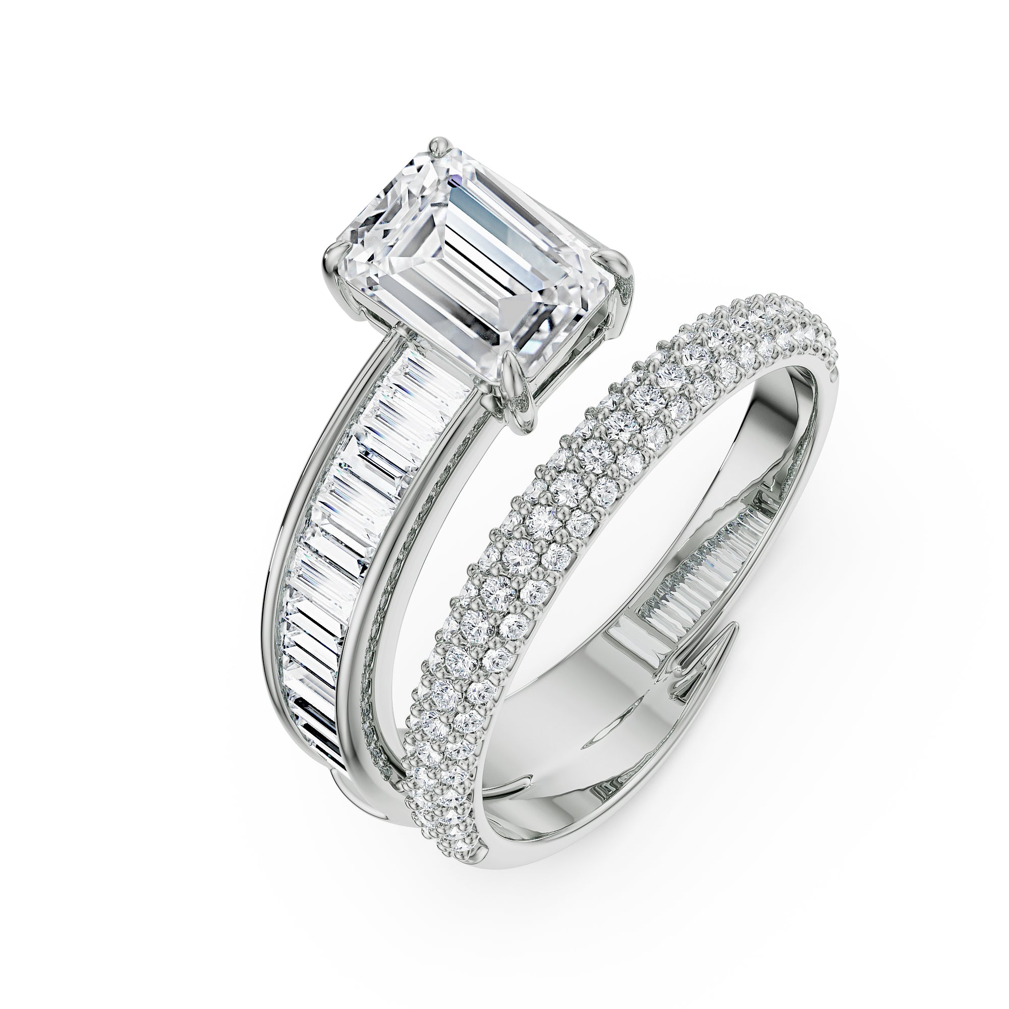 Twirling Emerald Lab Grown Diamond Ring1