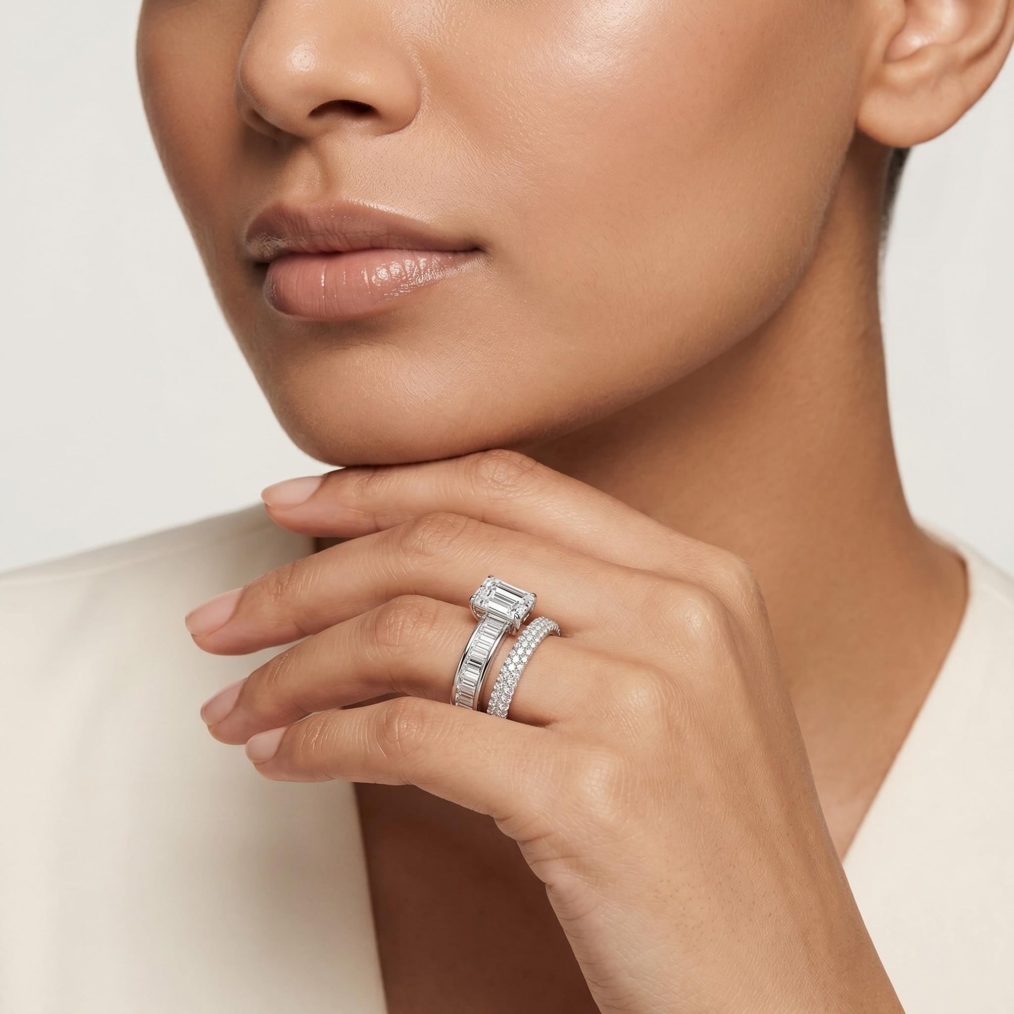 Twirling Emerald Lab Grown Diamond Ring