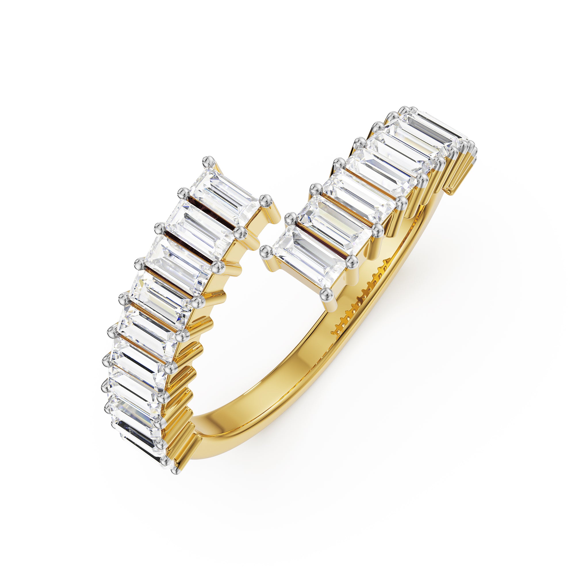 Baguette Open Spiral Lab Grown Diamond Ring - top view