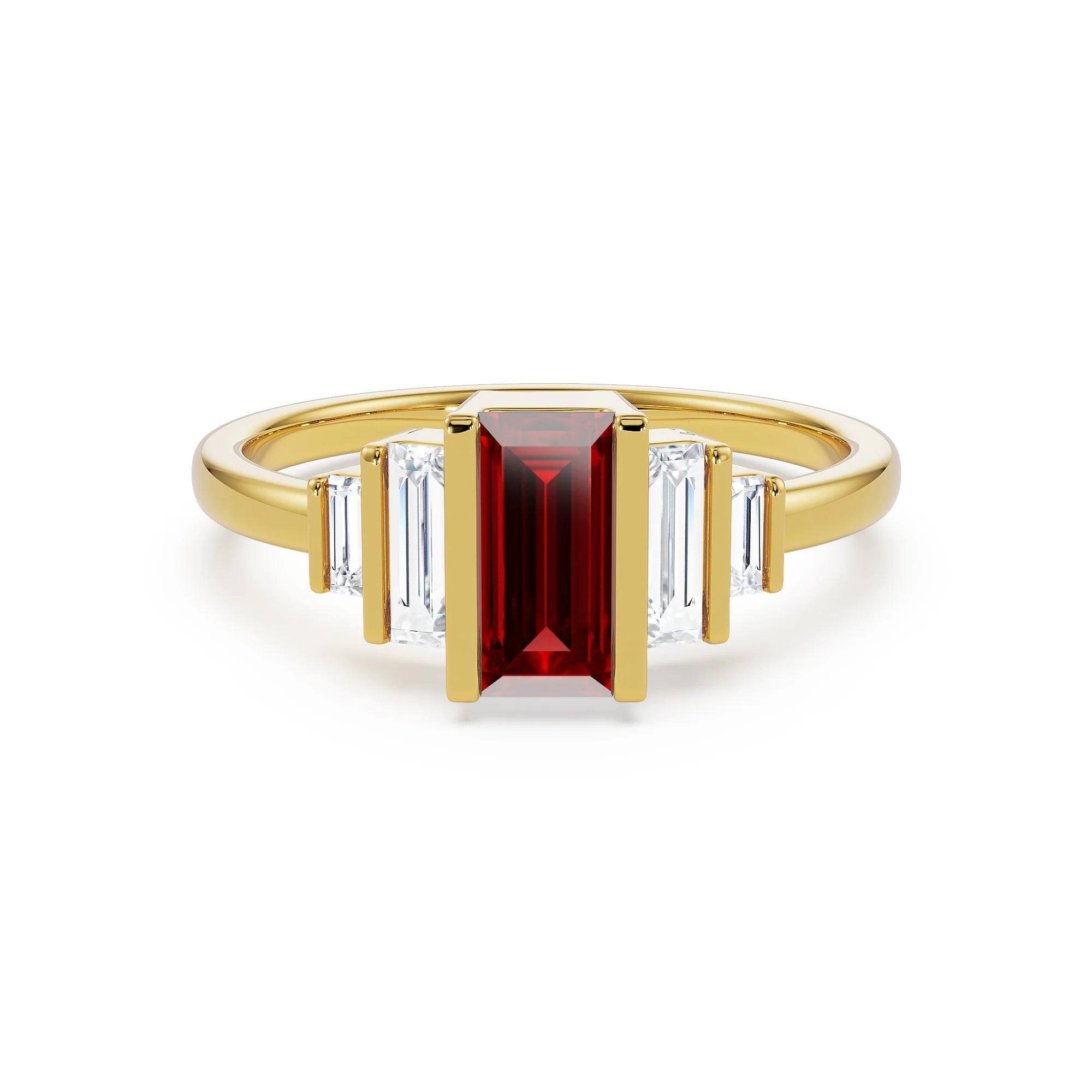 Baguette Bloom Lab Grown Diamond Ring - front view in 9KT