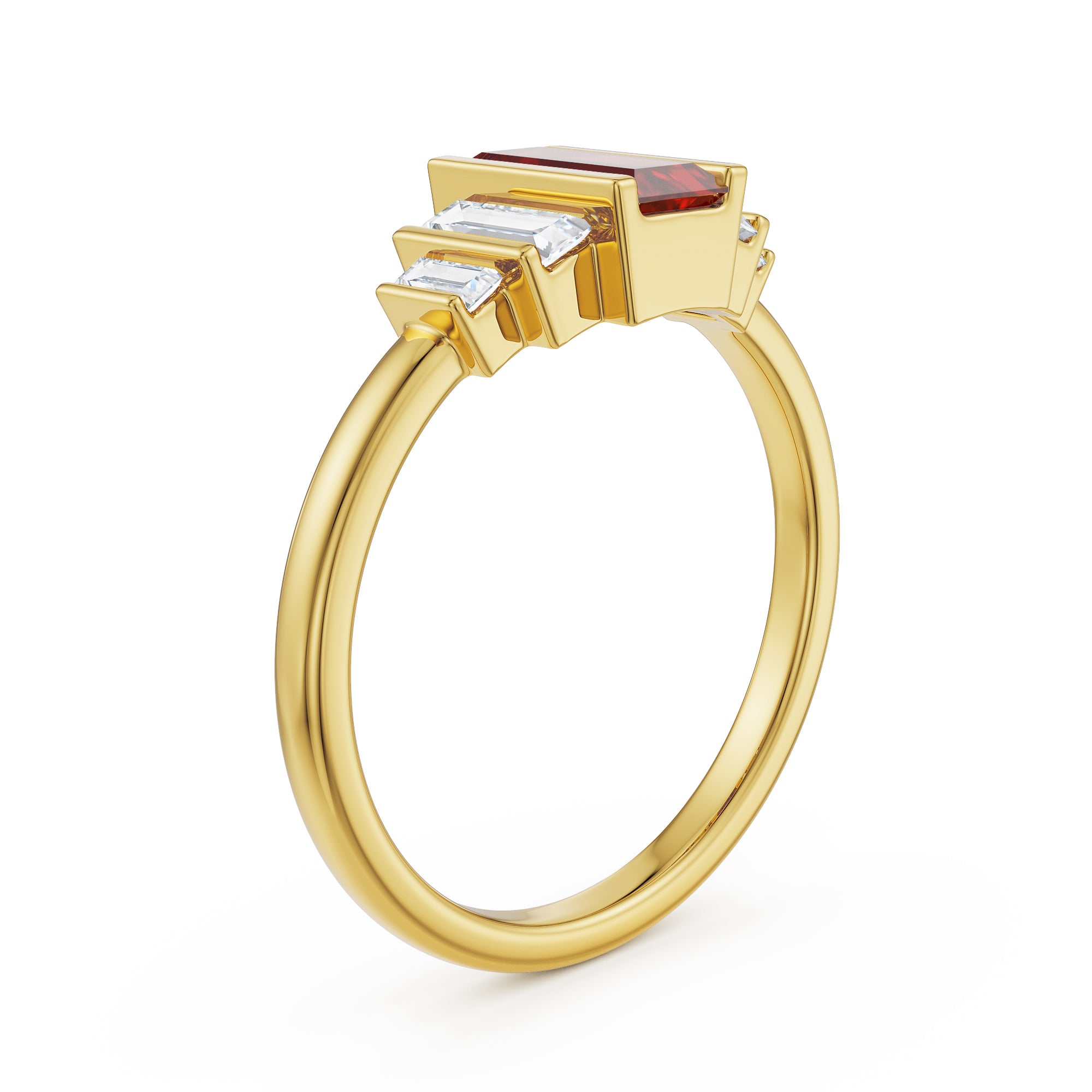 Baguette Bloom Lab Grown Diamond Ring - side view