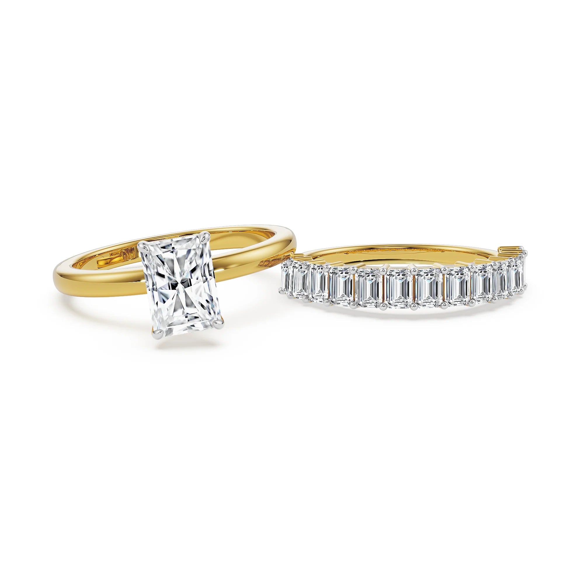 Emerald Radiance Lab Grown Diamond Stackable Ring - perspective view in 9KT