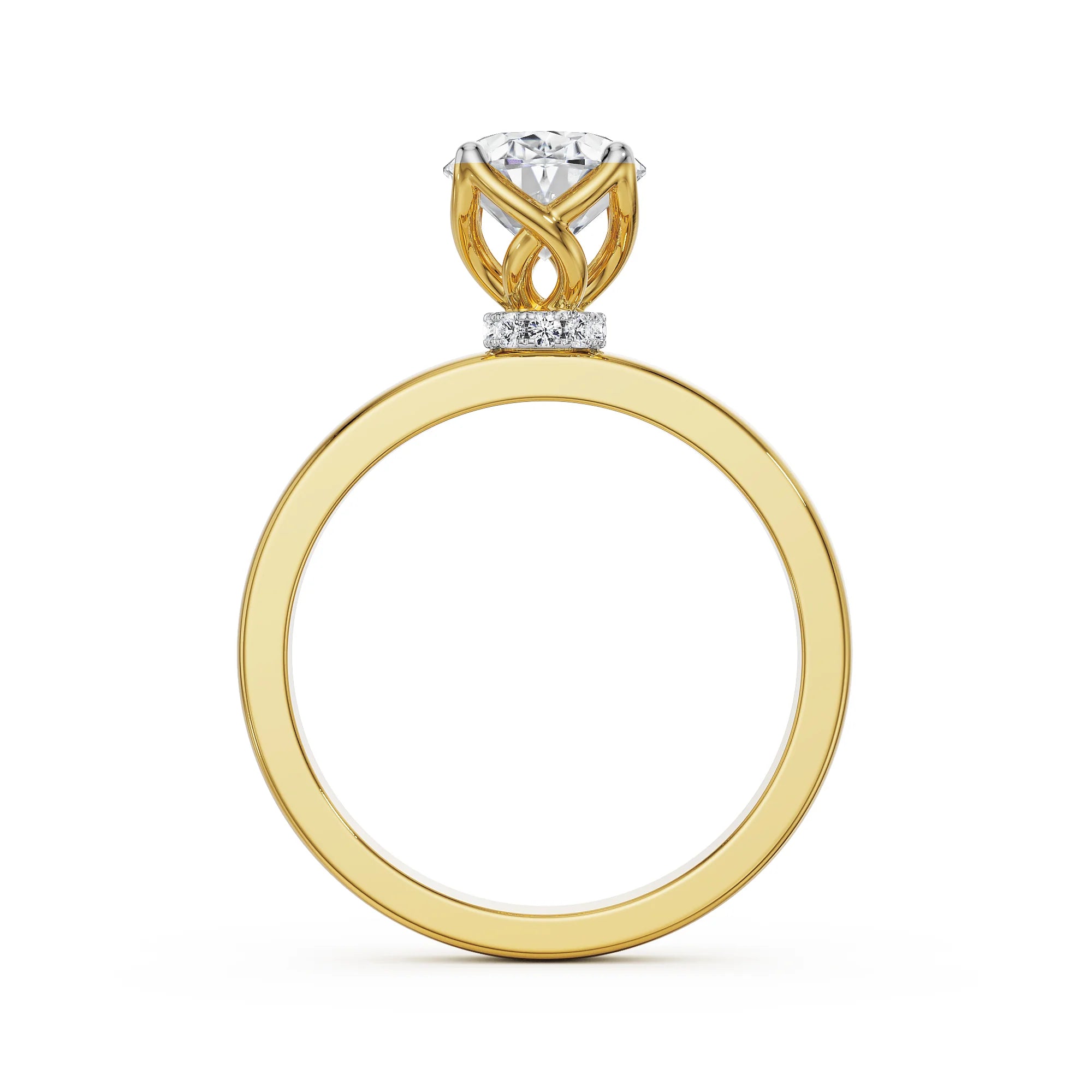 The Elegance Oval Lab Grown Diamond Solitaire Ring - back view in 9KT