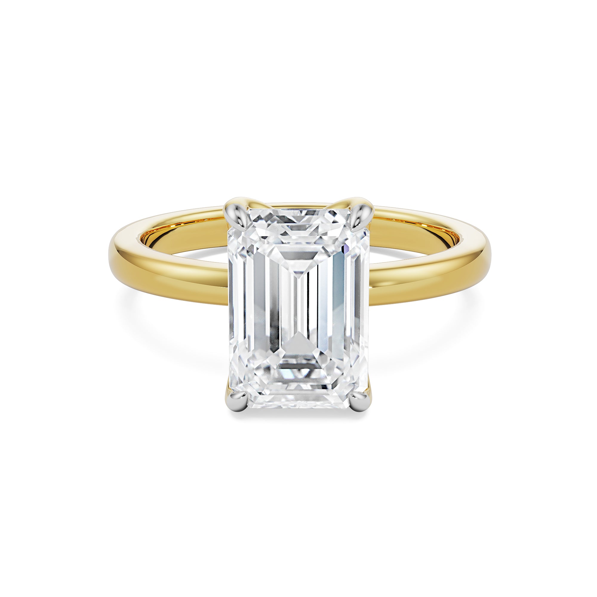 2 CT Emerald Lab Grown Diamond Solitaire Ring - front view
