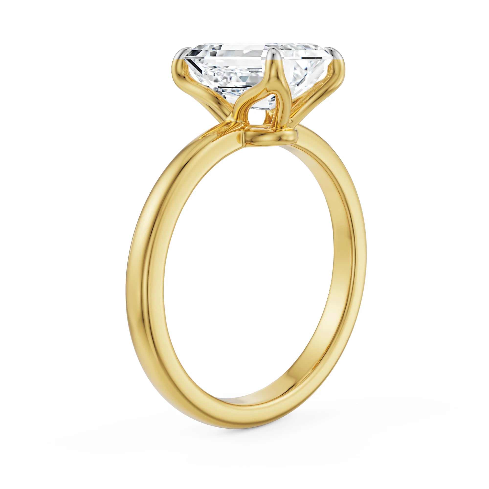 2 CT Emerald Lab Grown Diamond Solitaire Ring - side view in 9KT