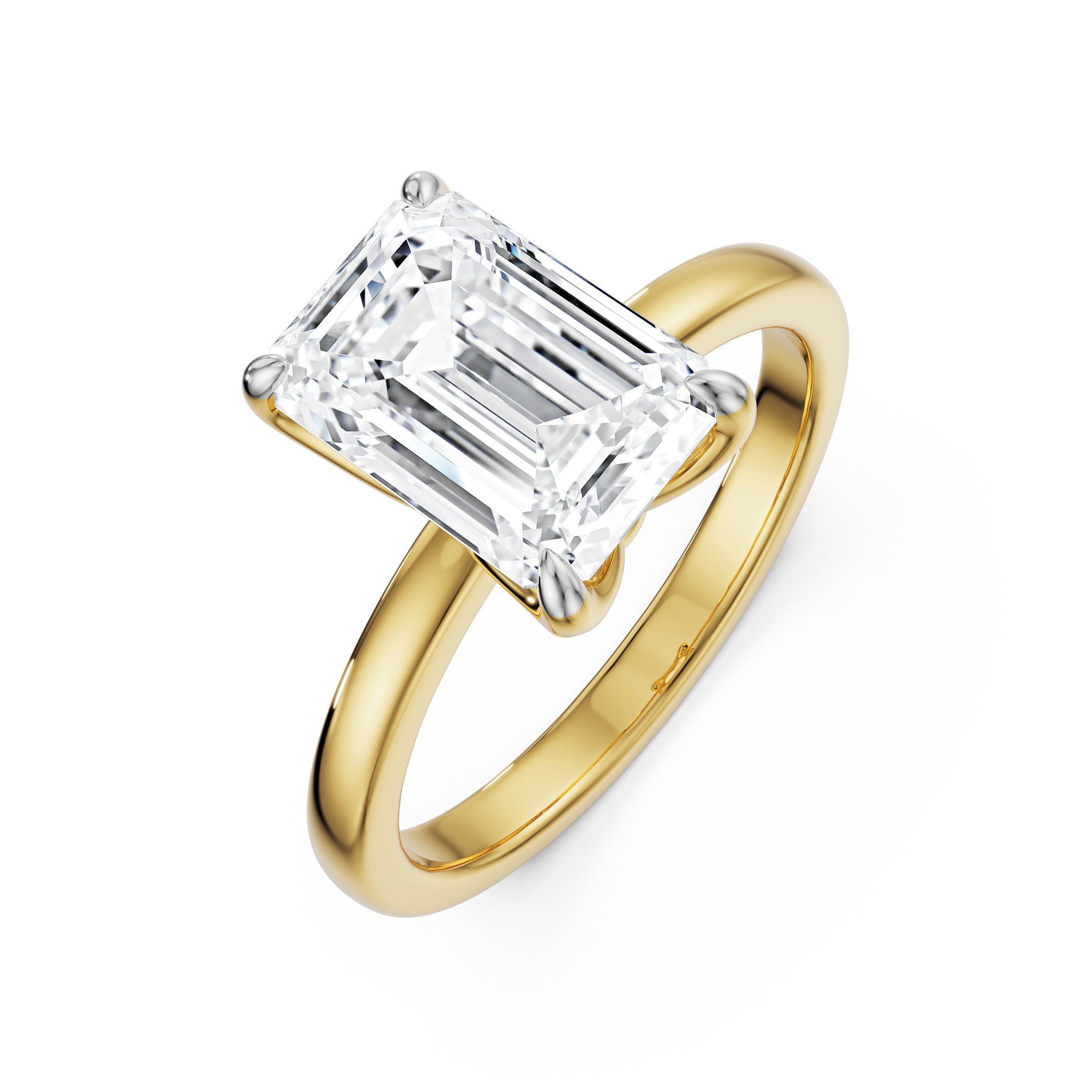 2 CT Emerald Lab Grown Diamond Solitaire Ring - Top view