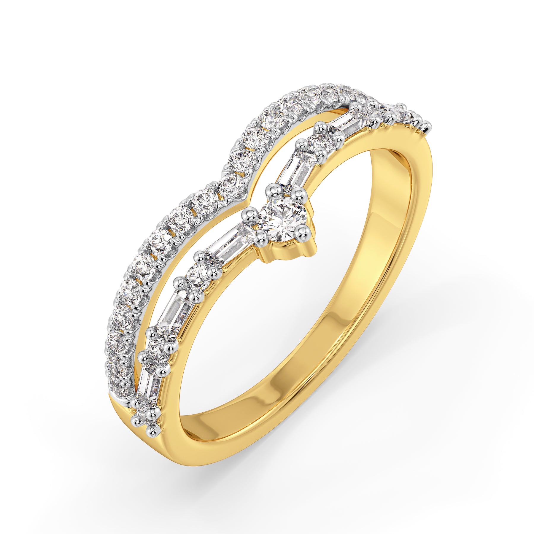 Crown Baguette Lab Grown Diamond Band - top view