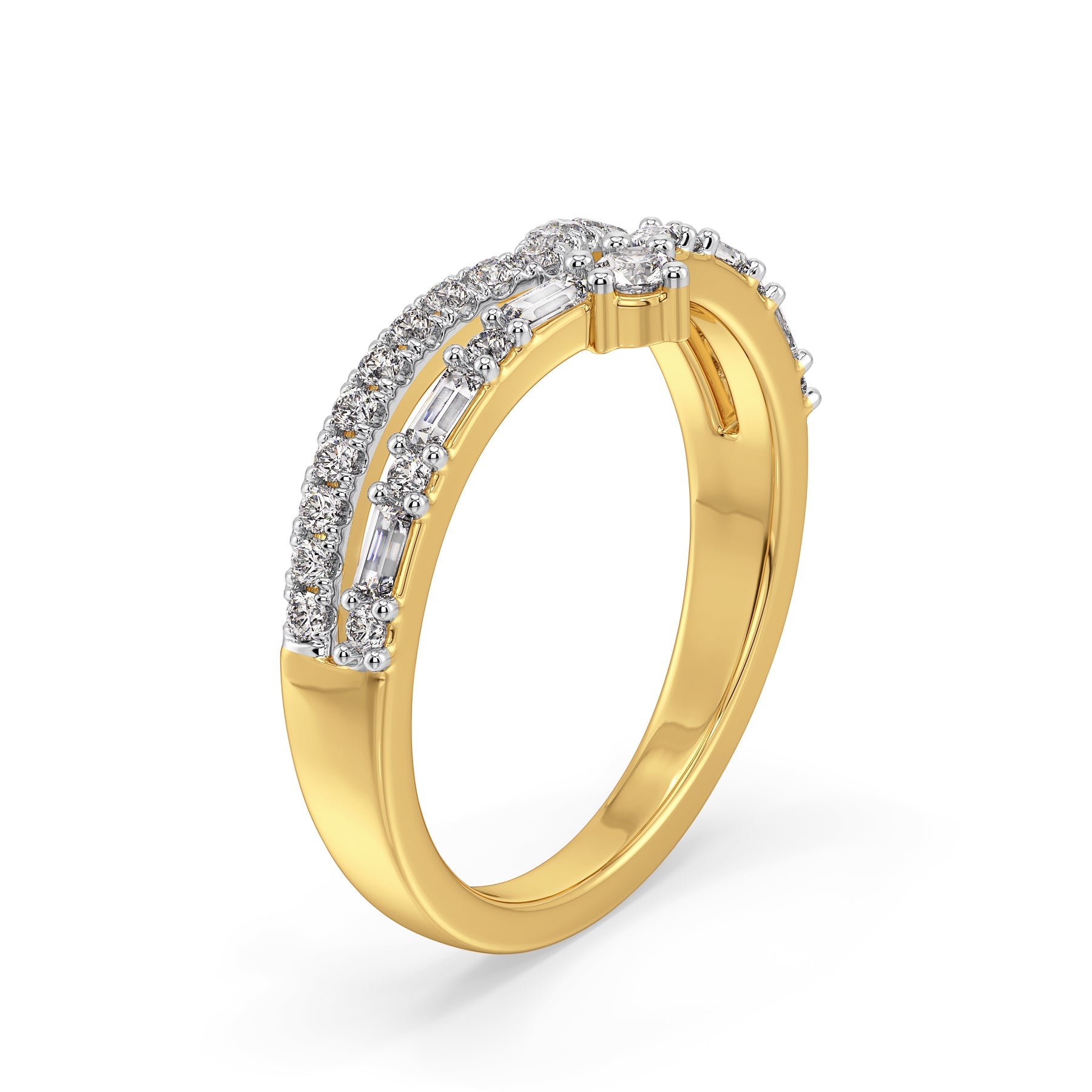 Crown Baguette Lab Grown Diamond Band - side view in 9KT