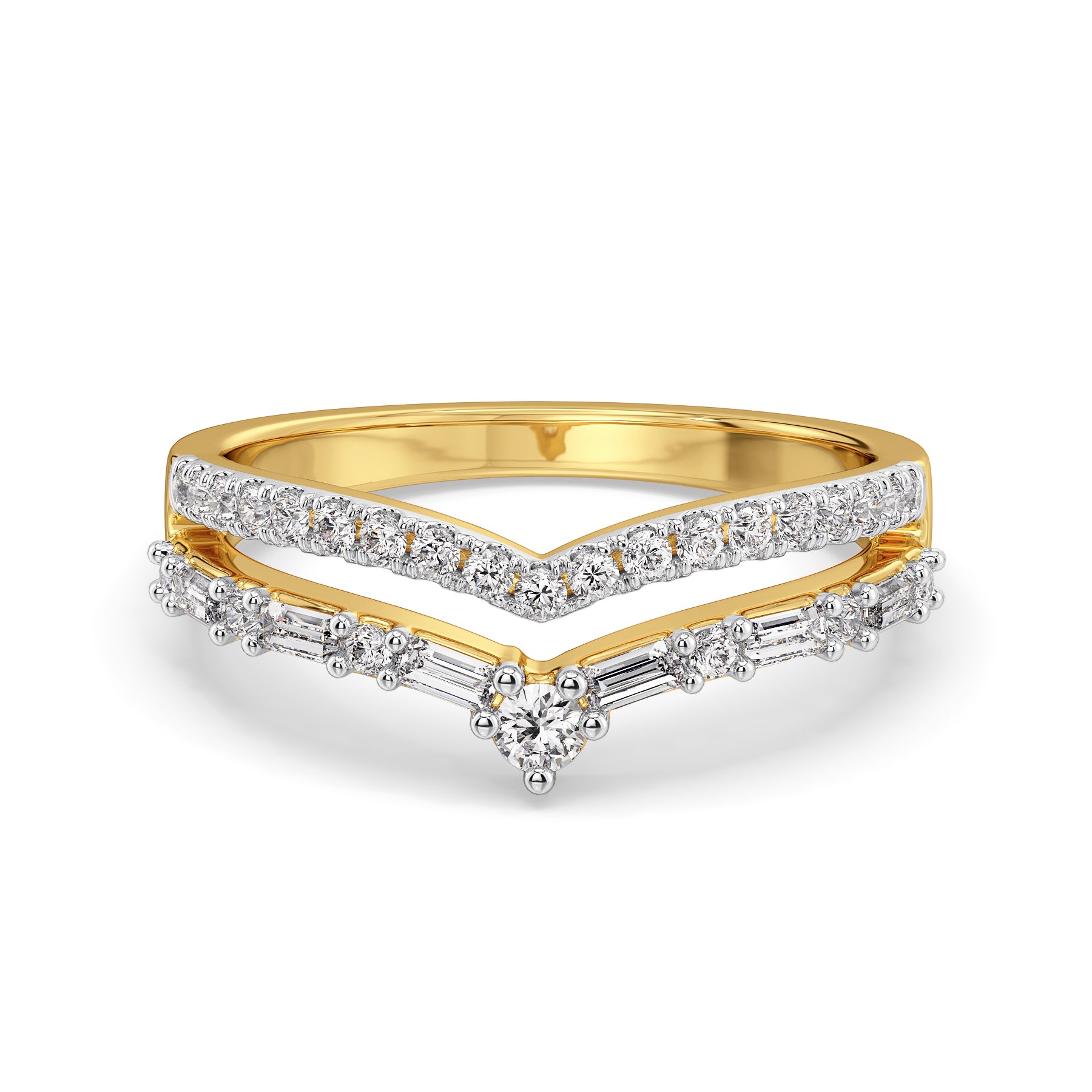 Crown Baguette Lab Grown Diamond Band - front view