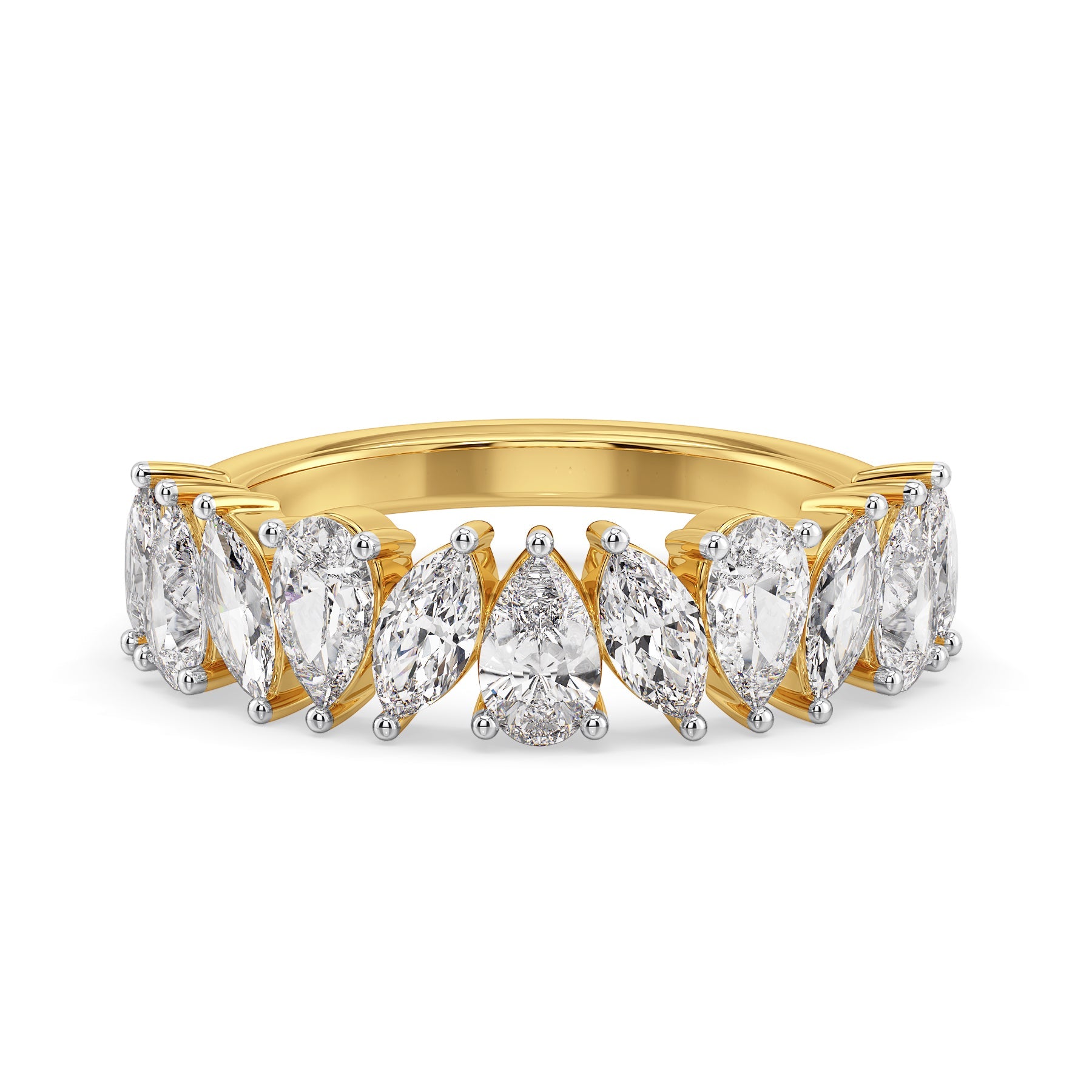 Serene Dew Drop Lab Grown Diamond Band - front view in 9KT