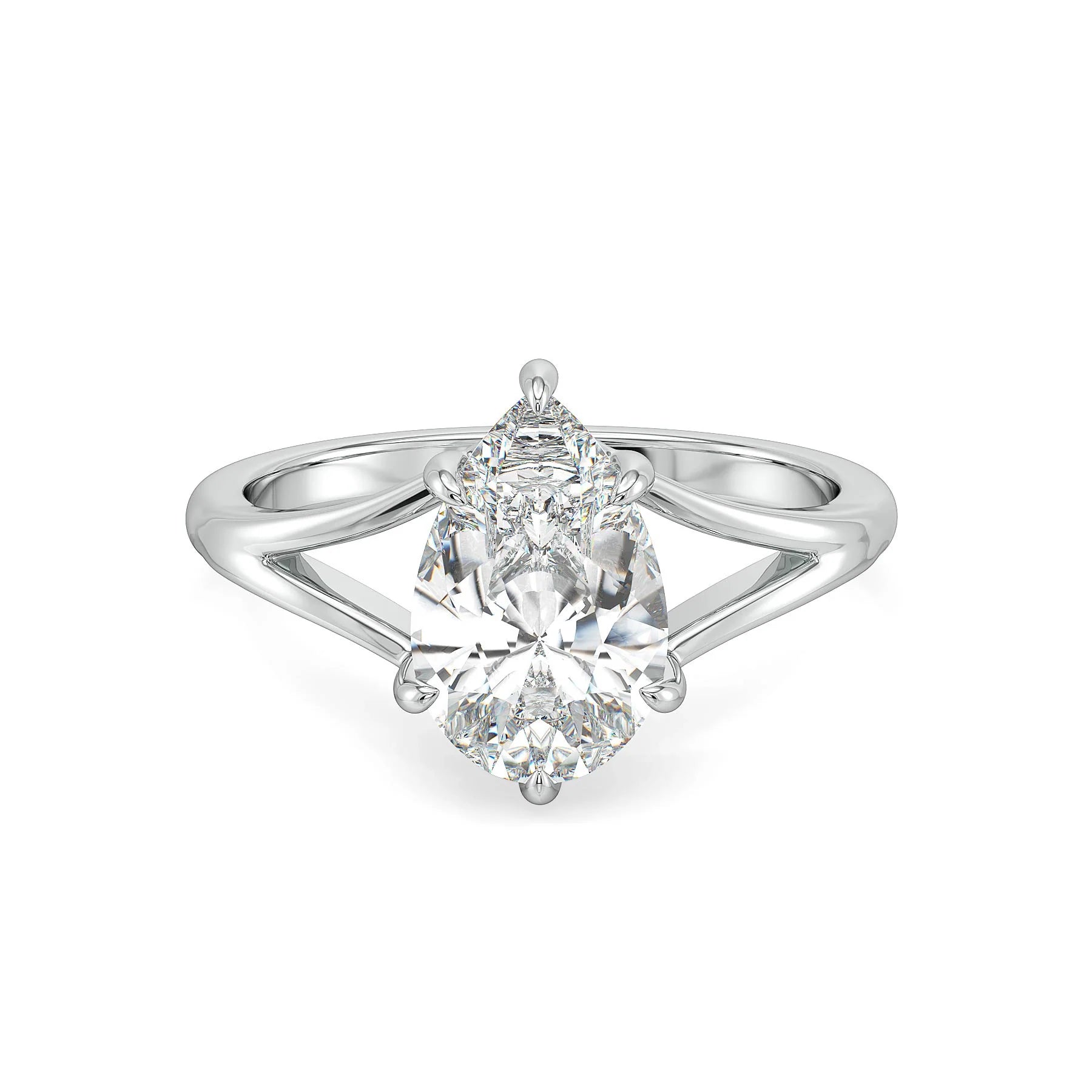 Dazzling Dewdrop Lab Grown Diamond Ring - front view in 9KT