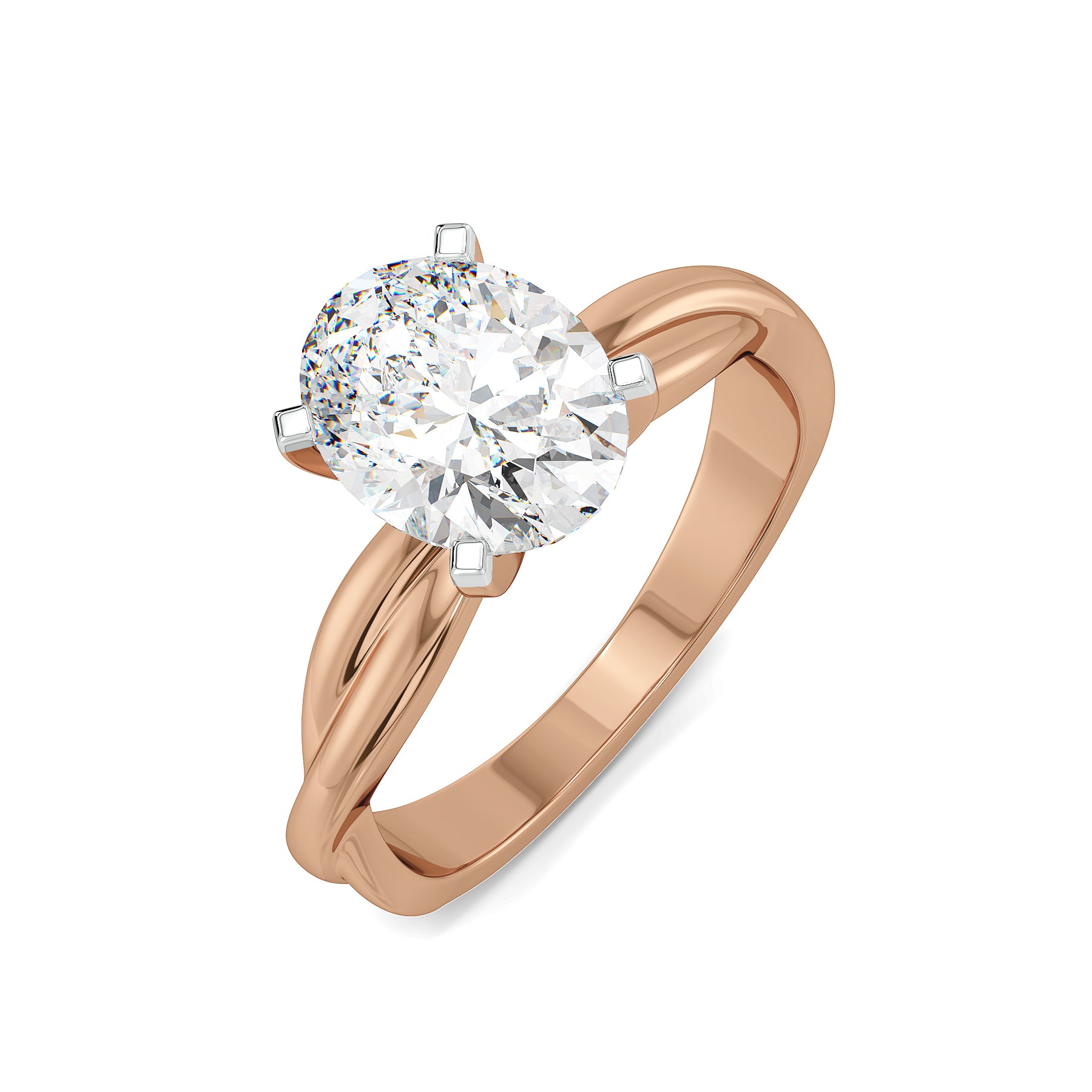 Solitaire Twist Lab Grown Diamond Ring - top view