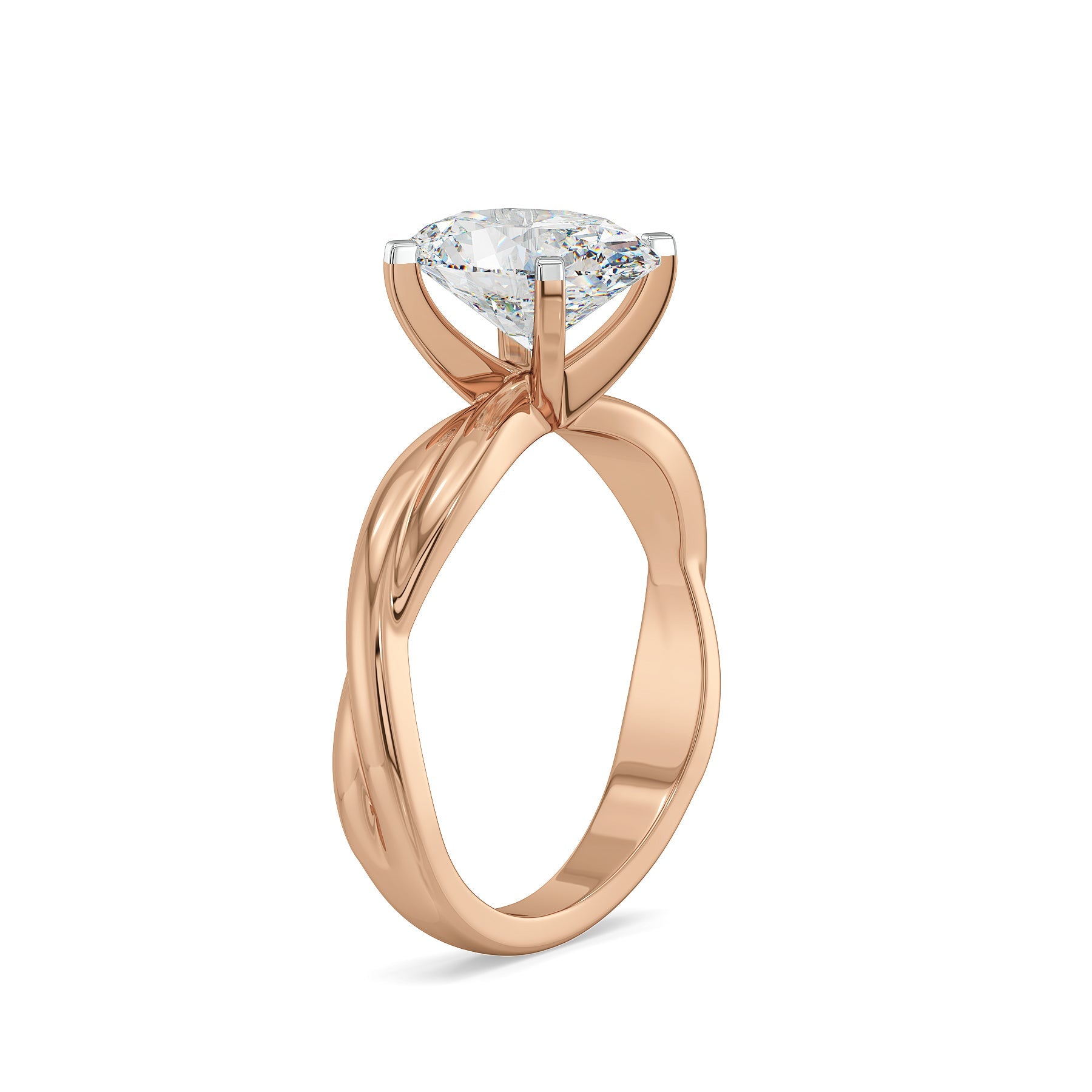 Solitaire Twist Lab Grown Diamond Ring - side view in 9KT