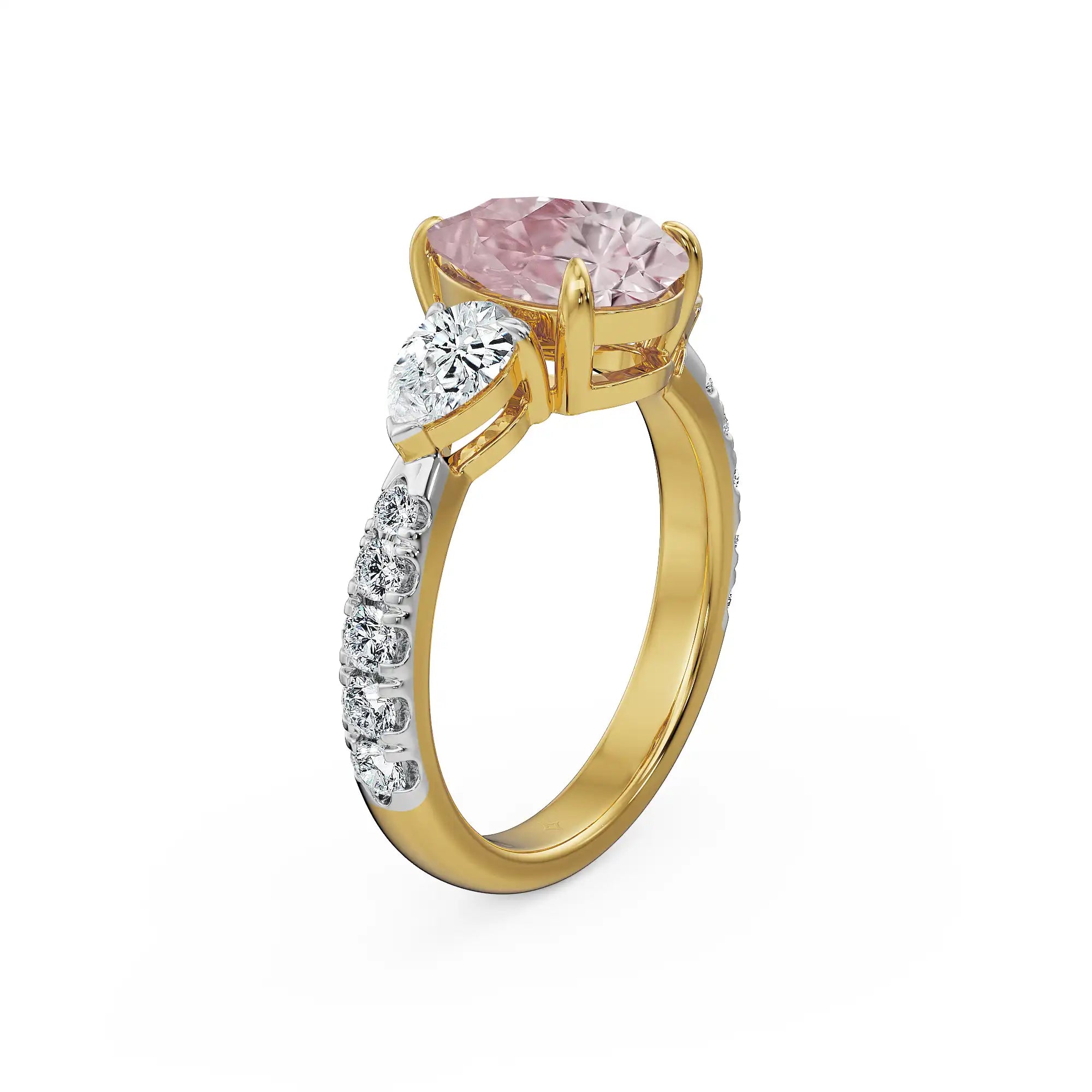 Rosy Teardrop Lab Grown Diamond Ring - side view