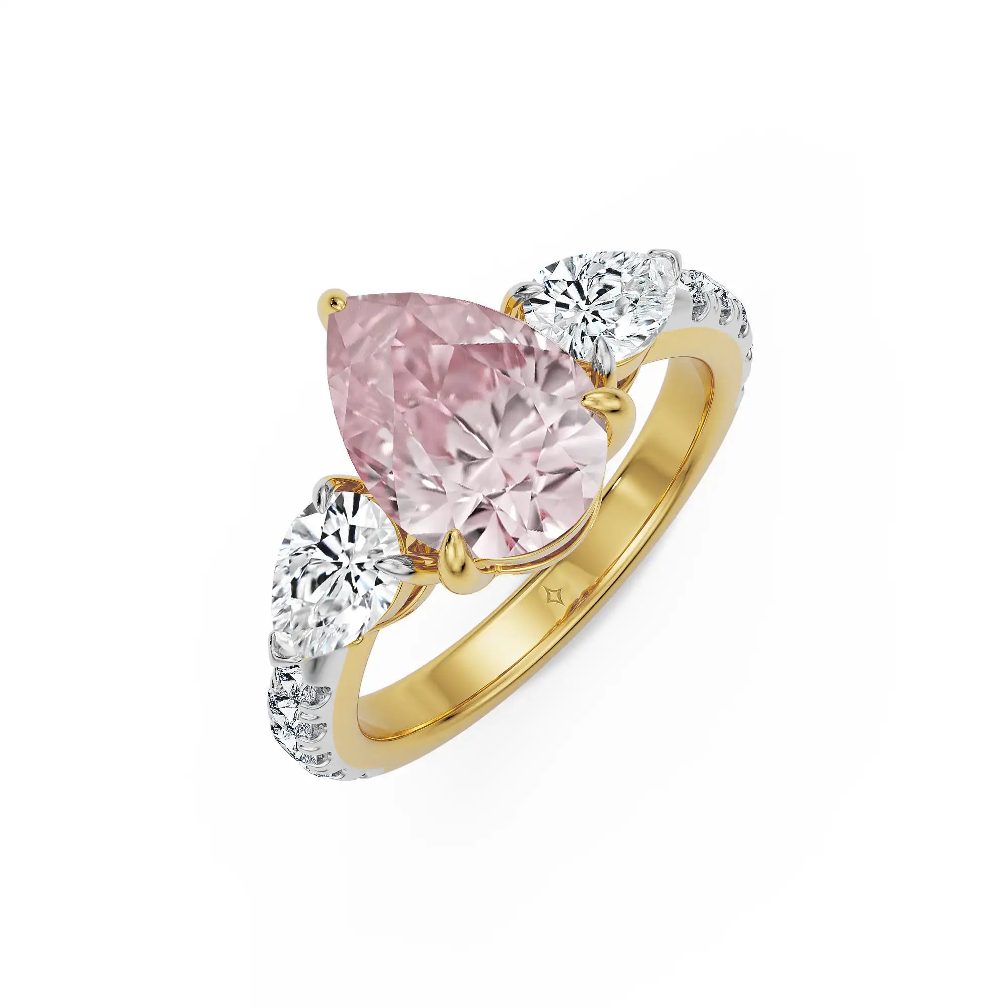 Rosy Teardrop Lab Grown Diamond Ring - top view in 9KT