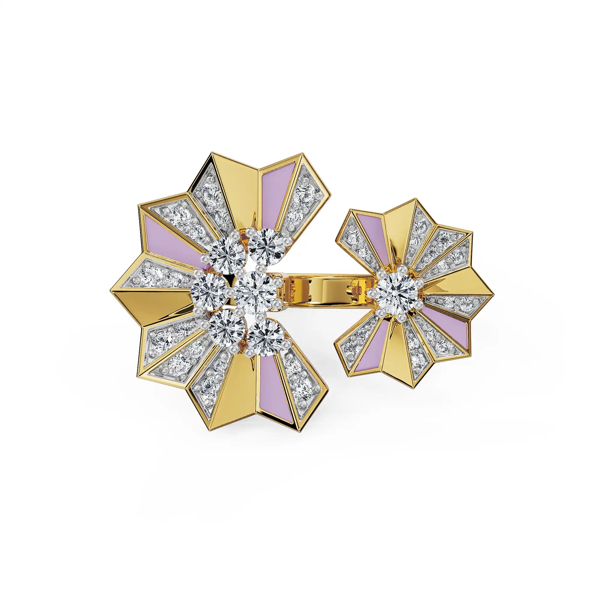 Lilac Prism Lab Grown Diamond Ring - front view in 9KT