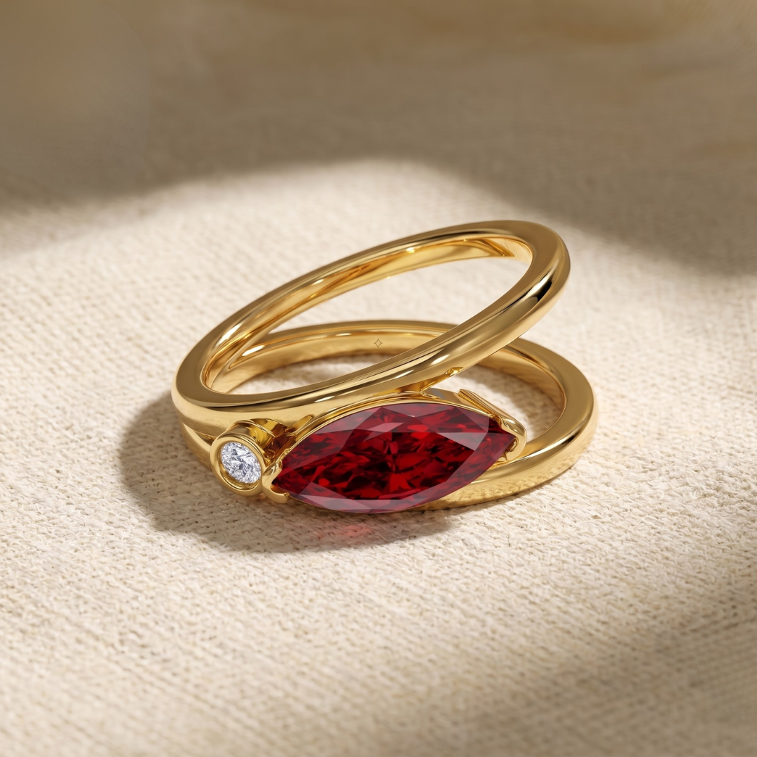 Crimson Ruby Lab Grown Diamond Ring