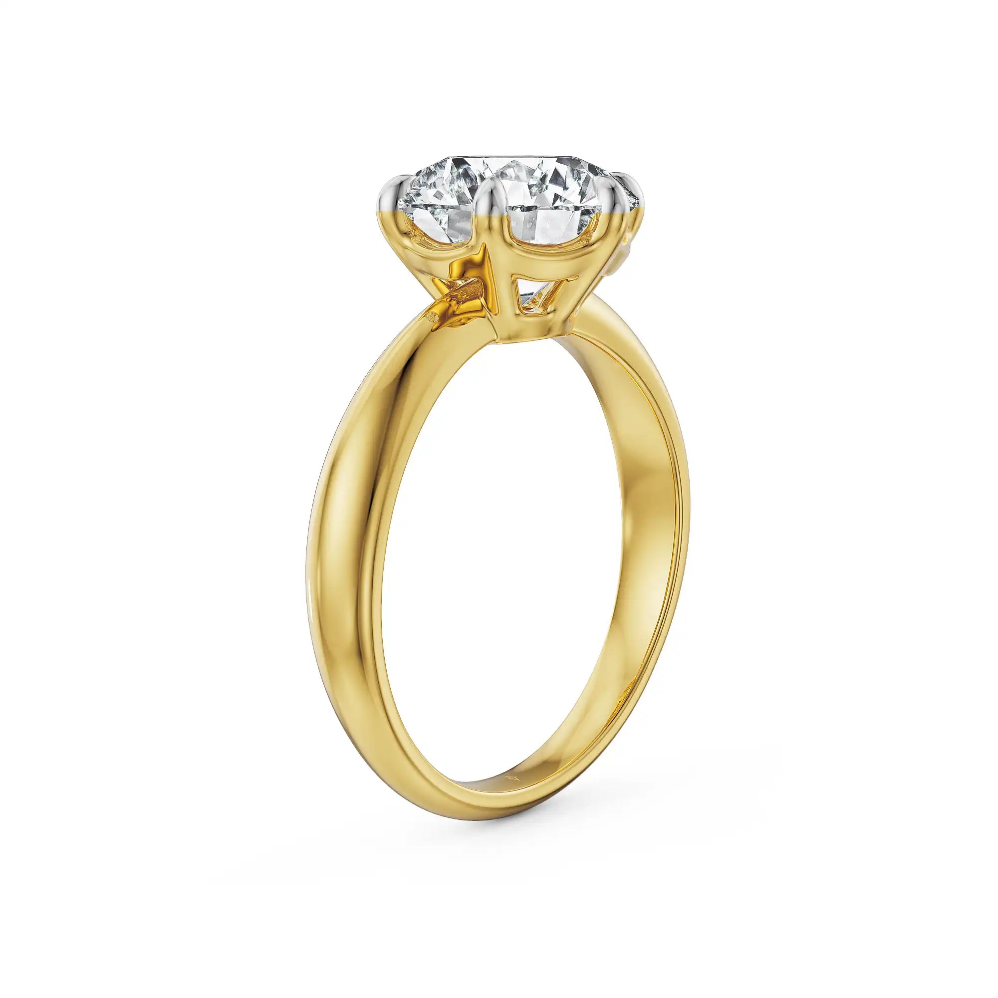 Golden Aura Round Solitaire Lab Grown Diamond Ring