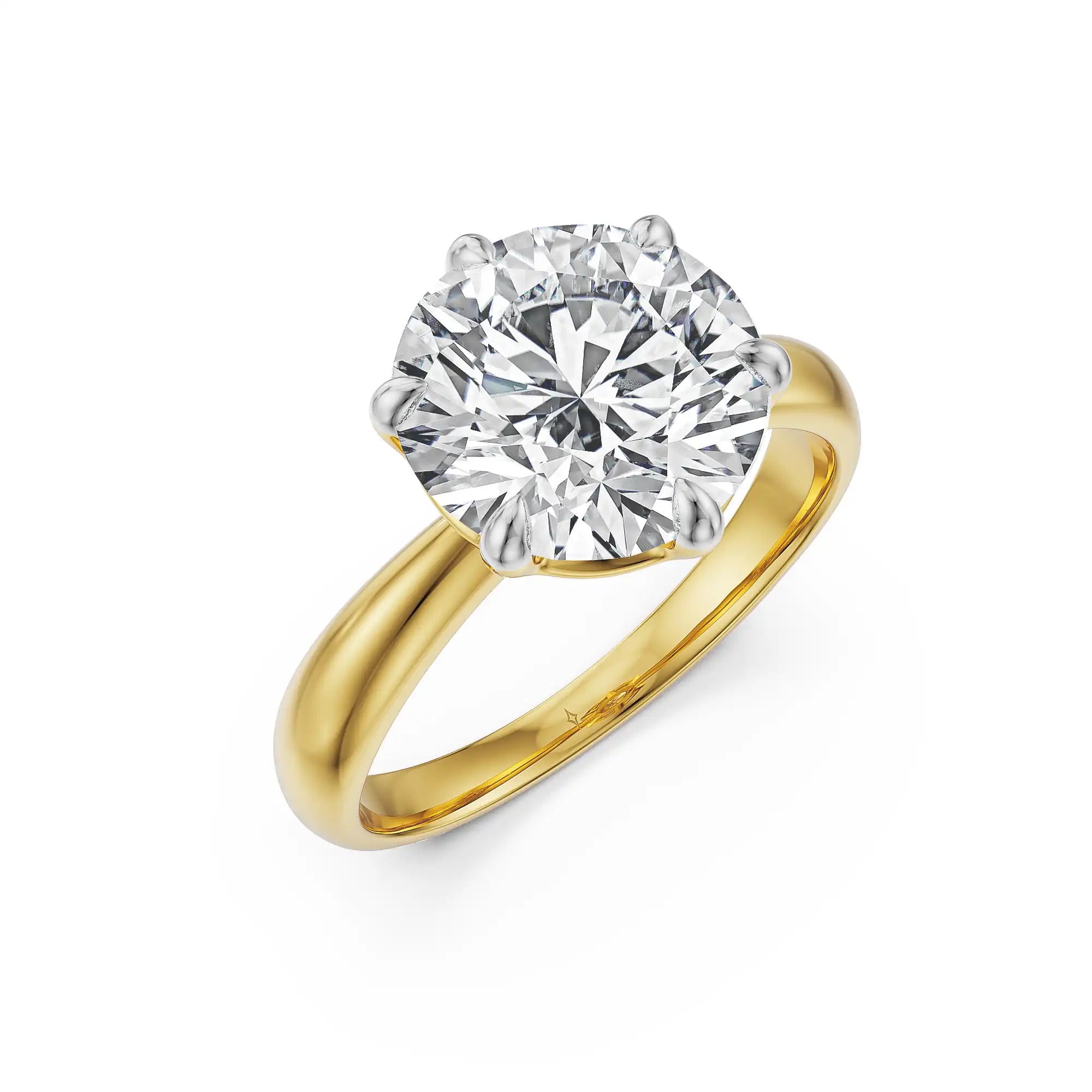 Golden Aura Round Solitaire Lab Grown Diamond Ring