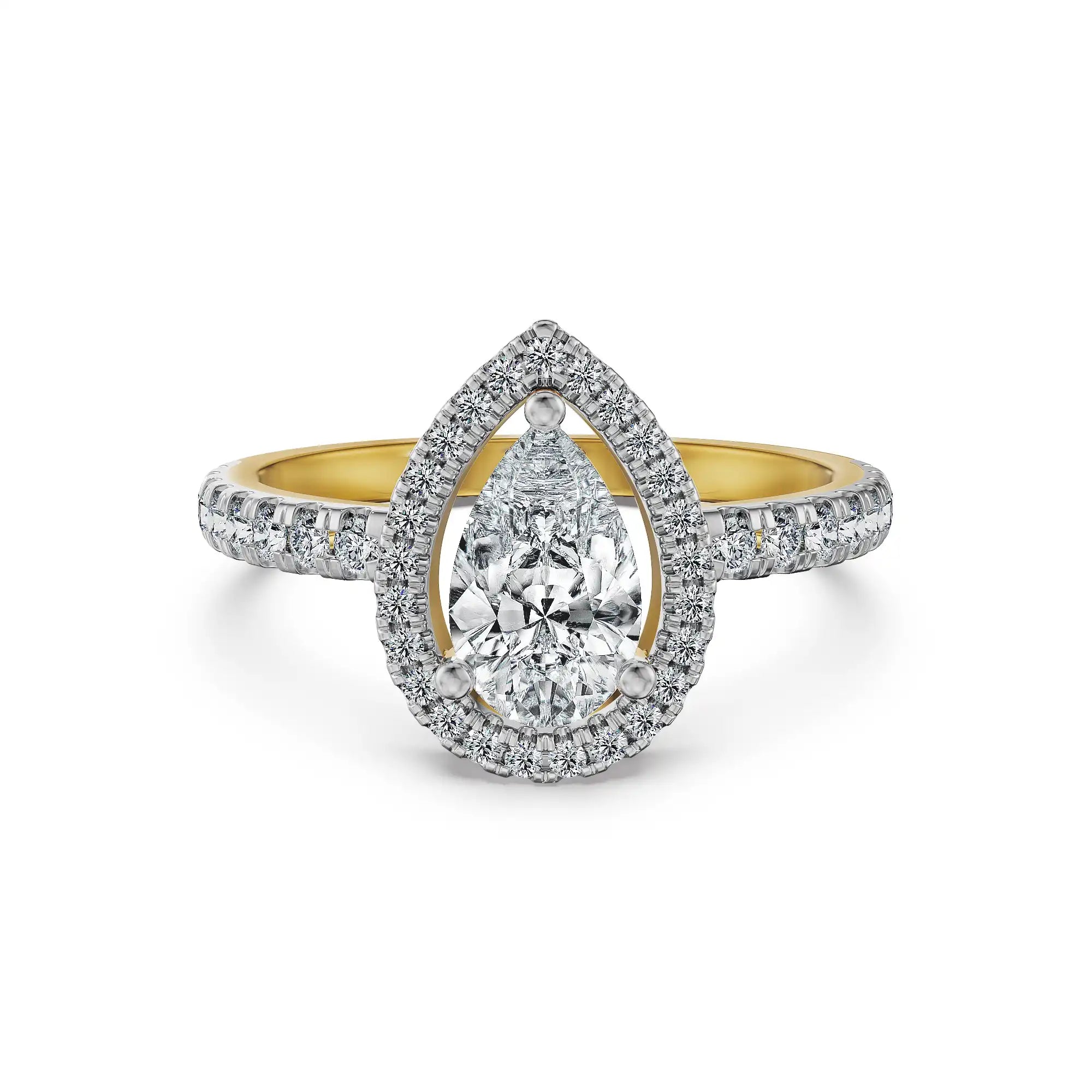 1 CT Pear Halo Lab Grown Diamond Ring