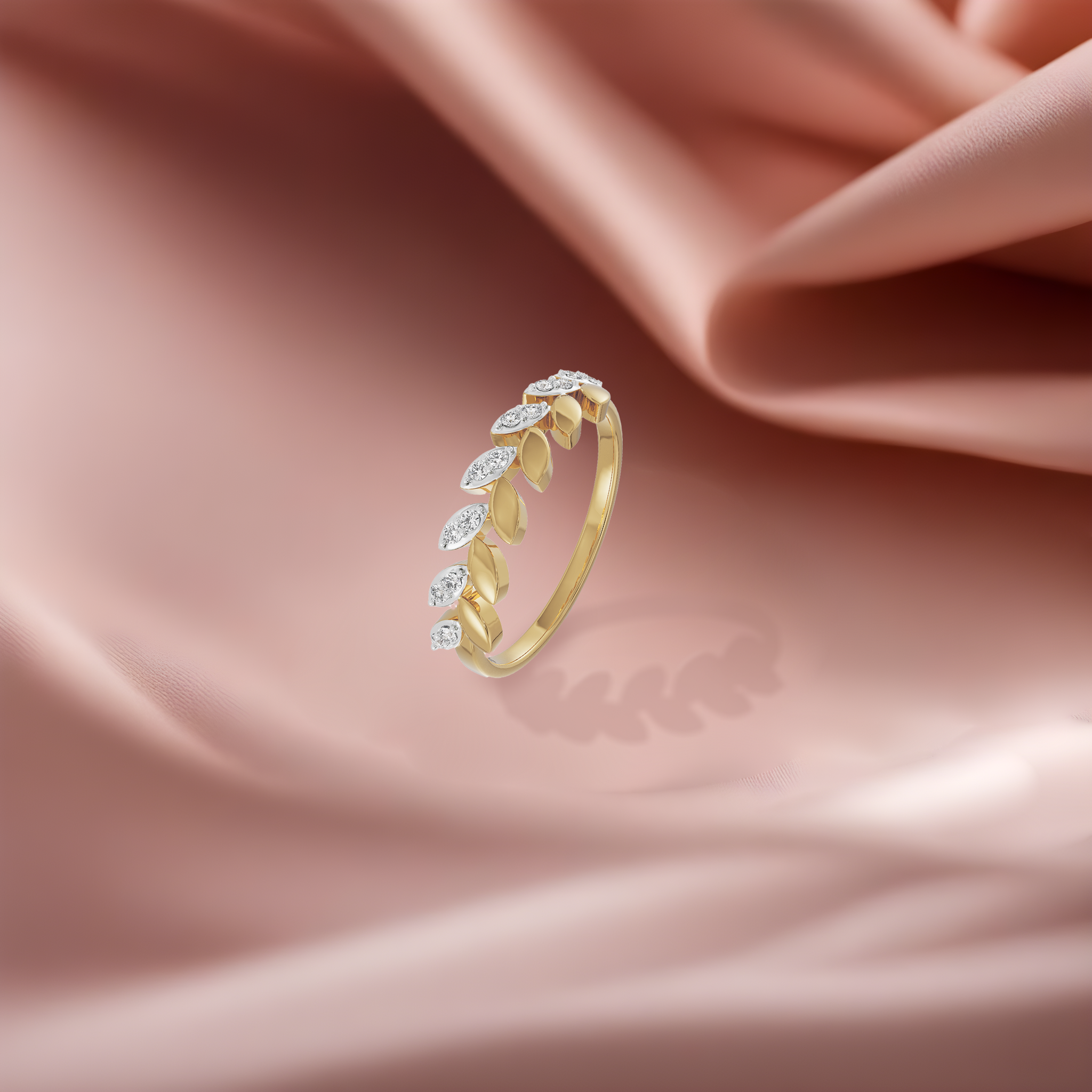 Leafy Crown Diamond Ring Prospective View