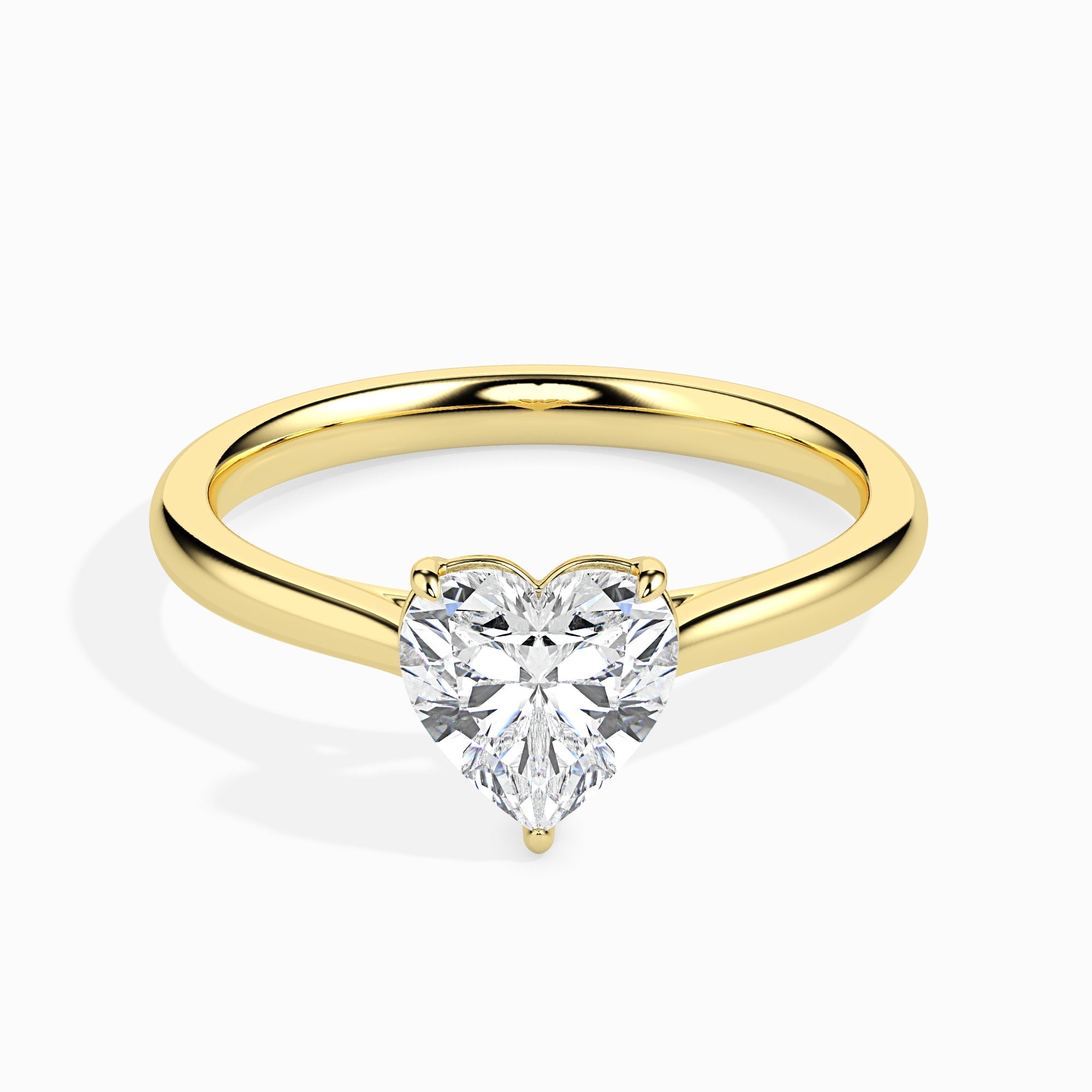 Solitaire Heart Diamond Ring Front View in 9KT