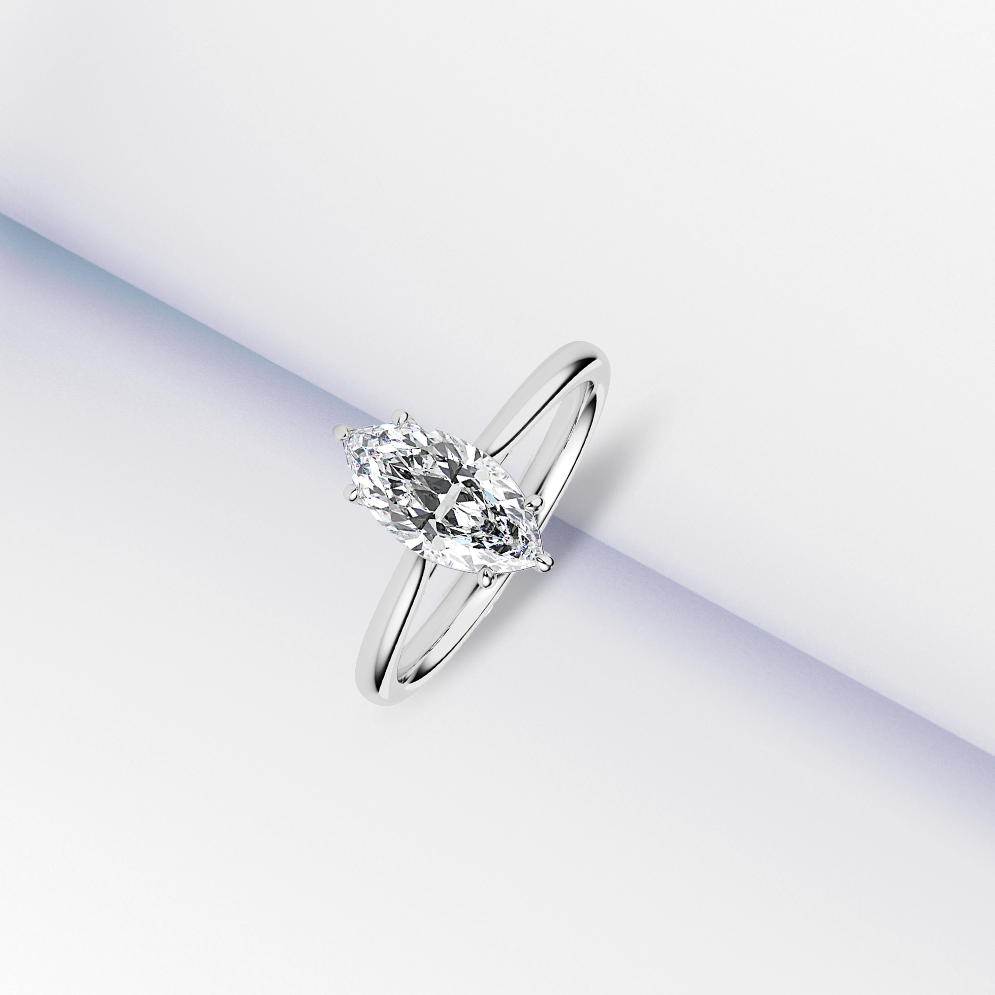 Sleek Marquise Solitaire Ring Prospective View