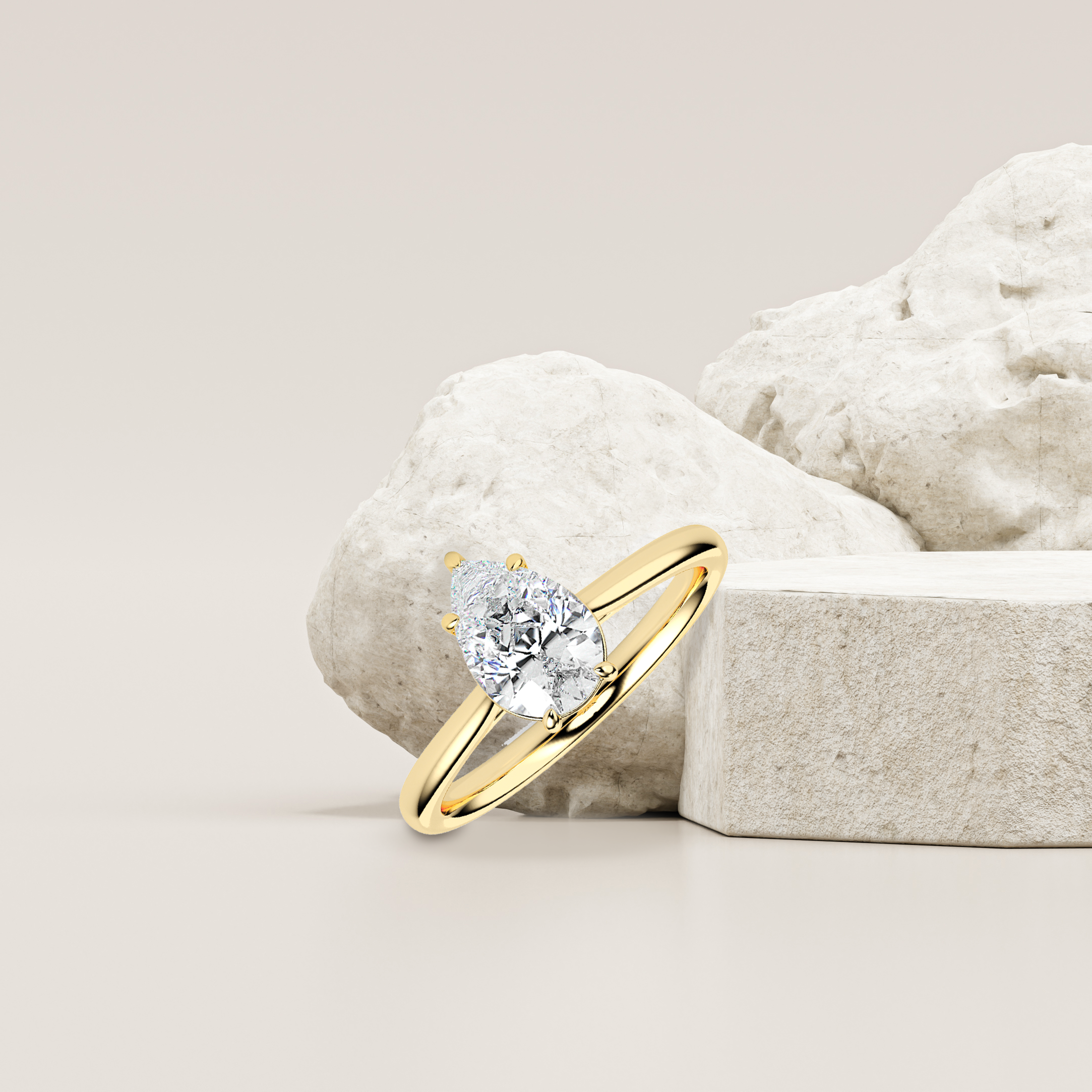 Pear Cut Solitaire Ring Prospective View