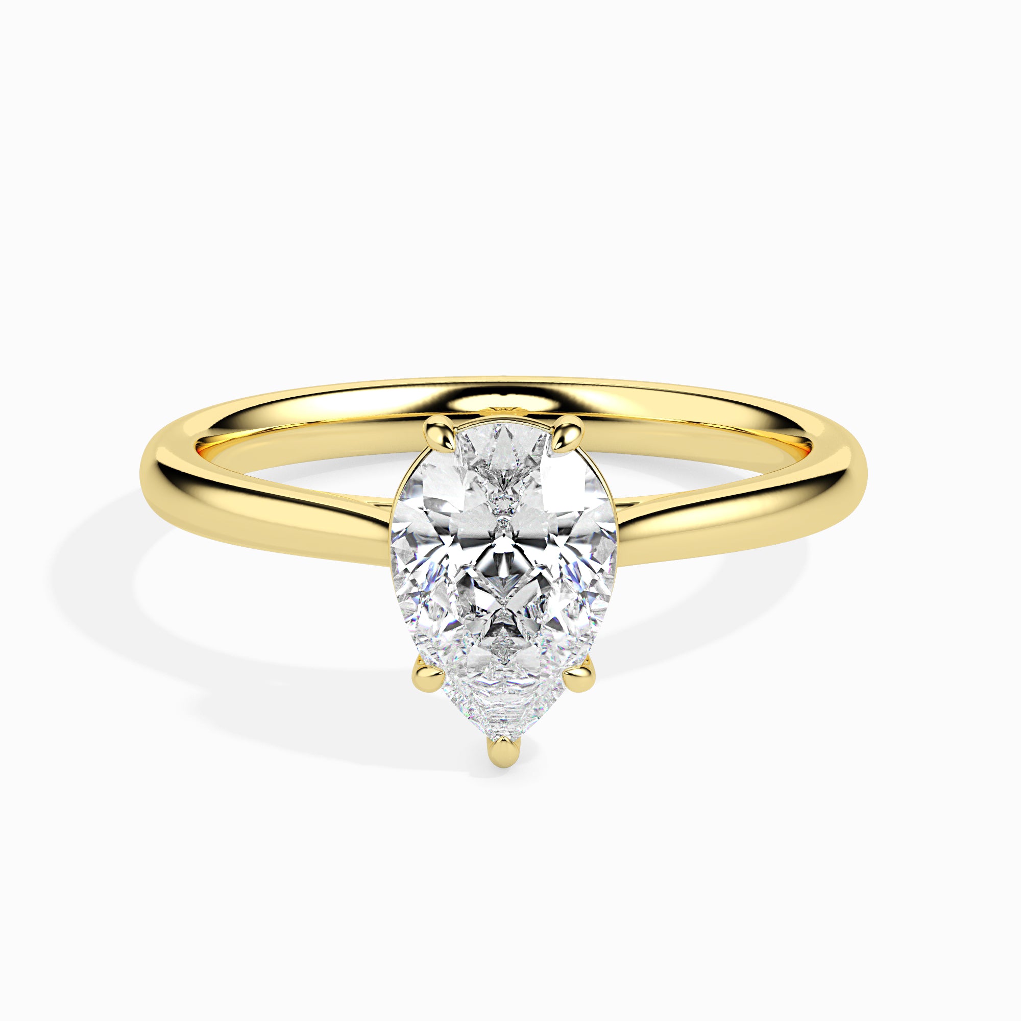 Pear Cut Solitaire Ring Front View