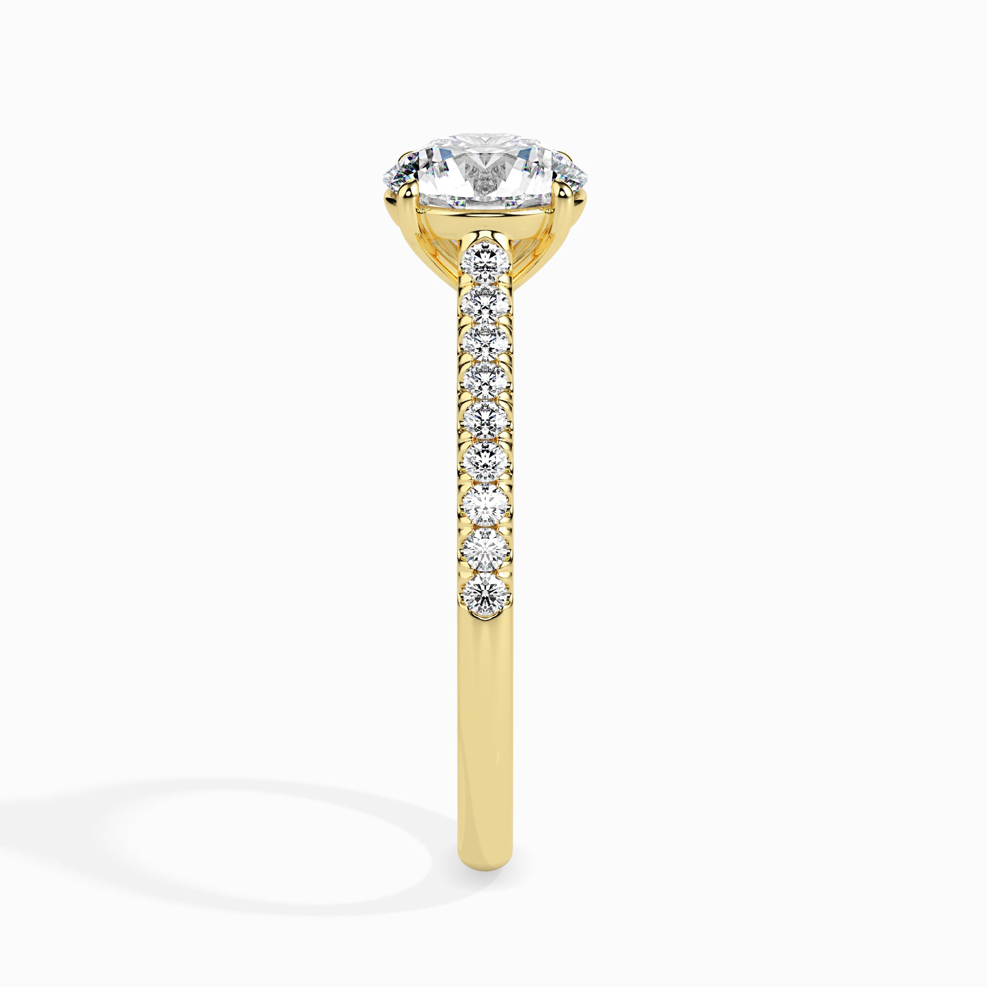 Sparkling Solitaire Diamond Ring Side View