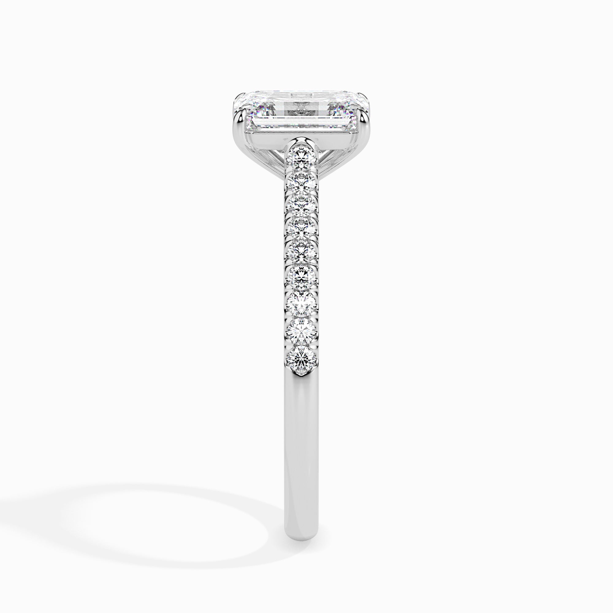 Emerald Cut Solitaire Ring Side View in 9KT