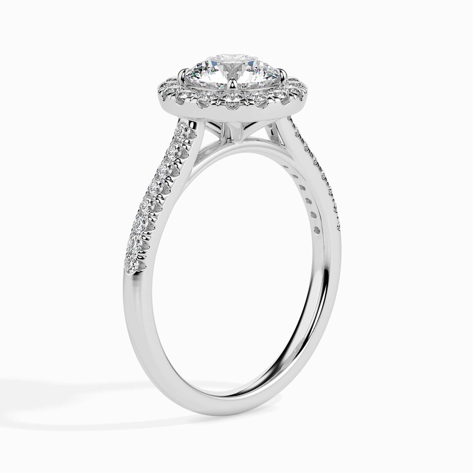 Queen Solitaire Diamond Ring Left view in 9KT