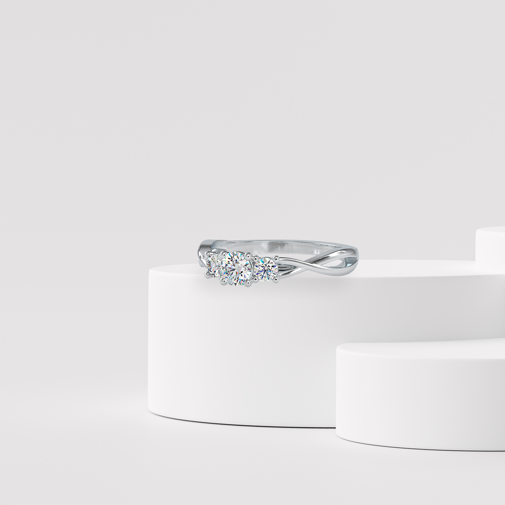 Timeless Three Stone Diamond Ring Prospective View