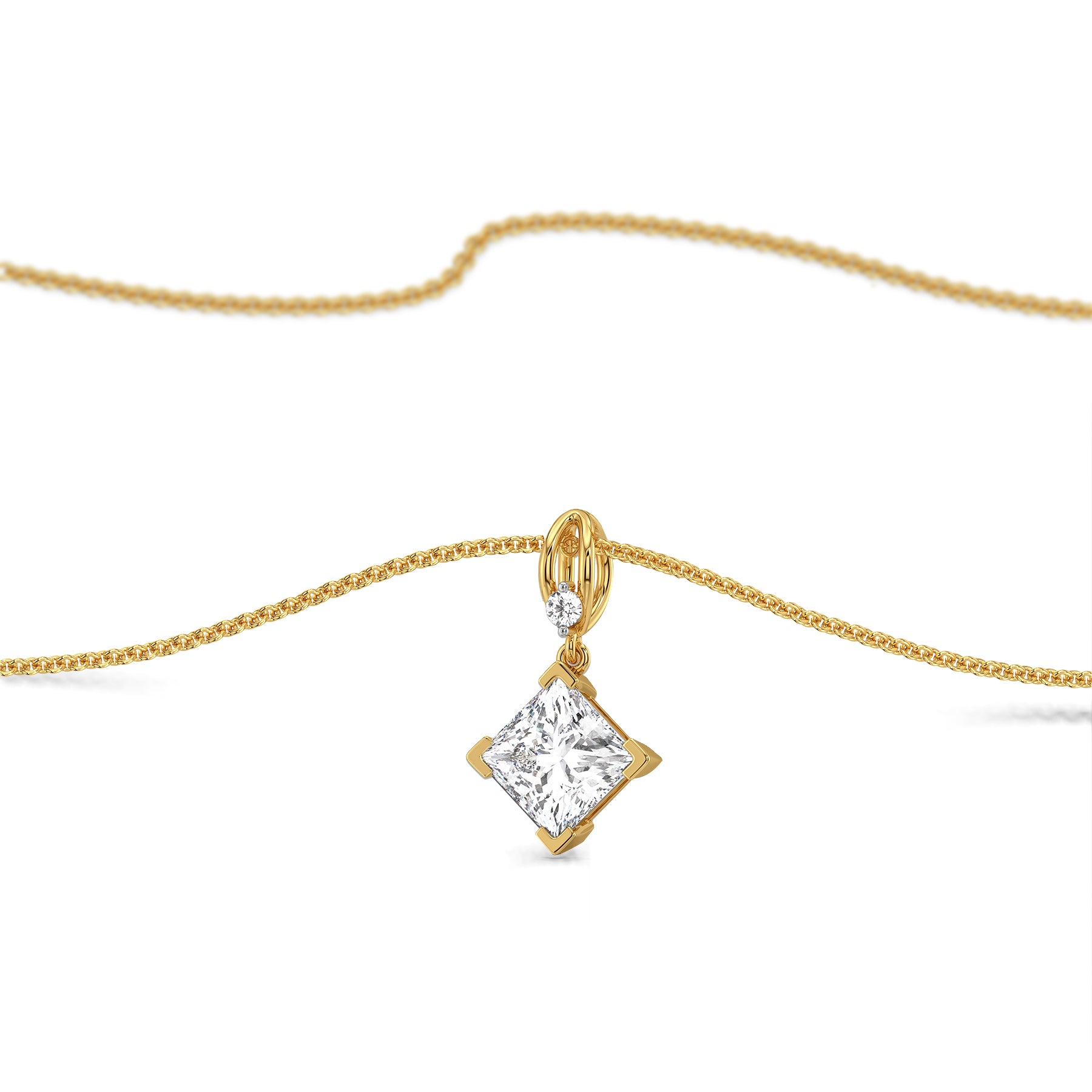 2 CT Pretty Princess Solitaire Lab Diamond Pendant - perspective view