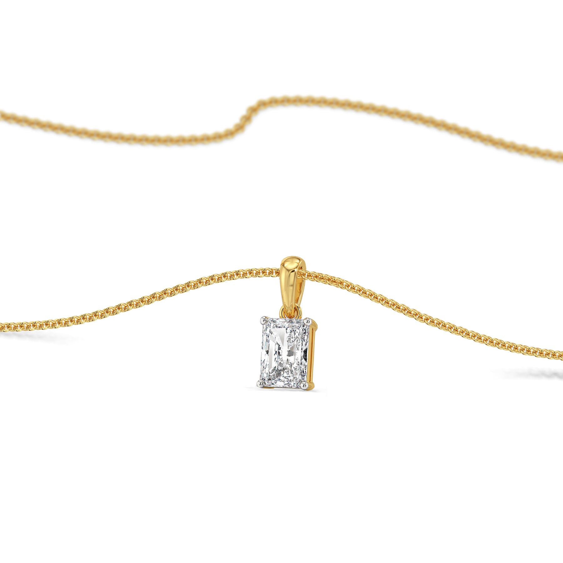 1CT Radiant Lab Grown Diamond Solitaire Pendant - perspective view