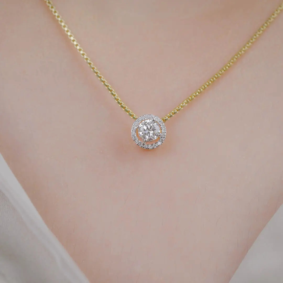 Halo Round Lab Grown Diamond Solitaire Necklace_in-stock