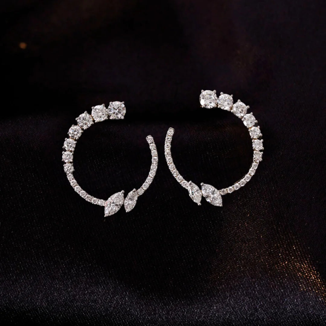 Marquise and Round Lab Grown Diamond Earrings