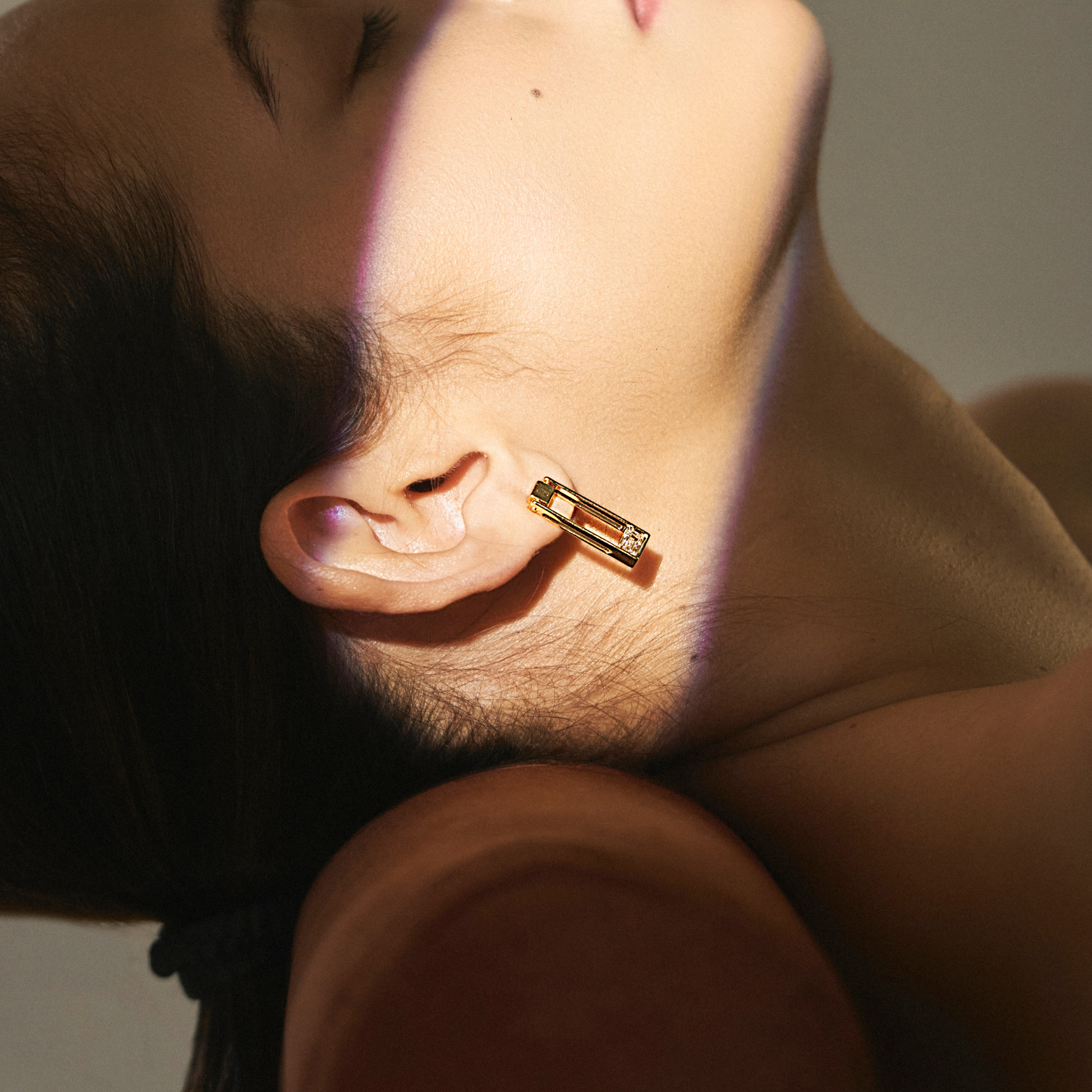 Pear Emerald Paper Clip Lab Grown Diamond Earrings