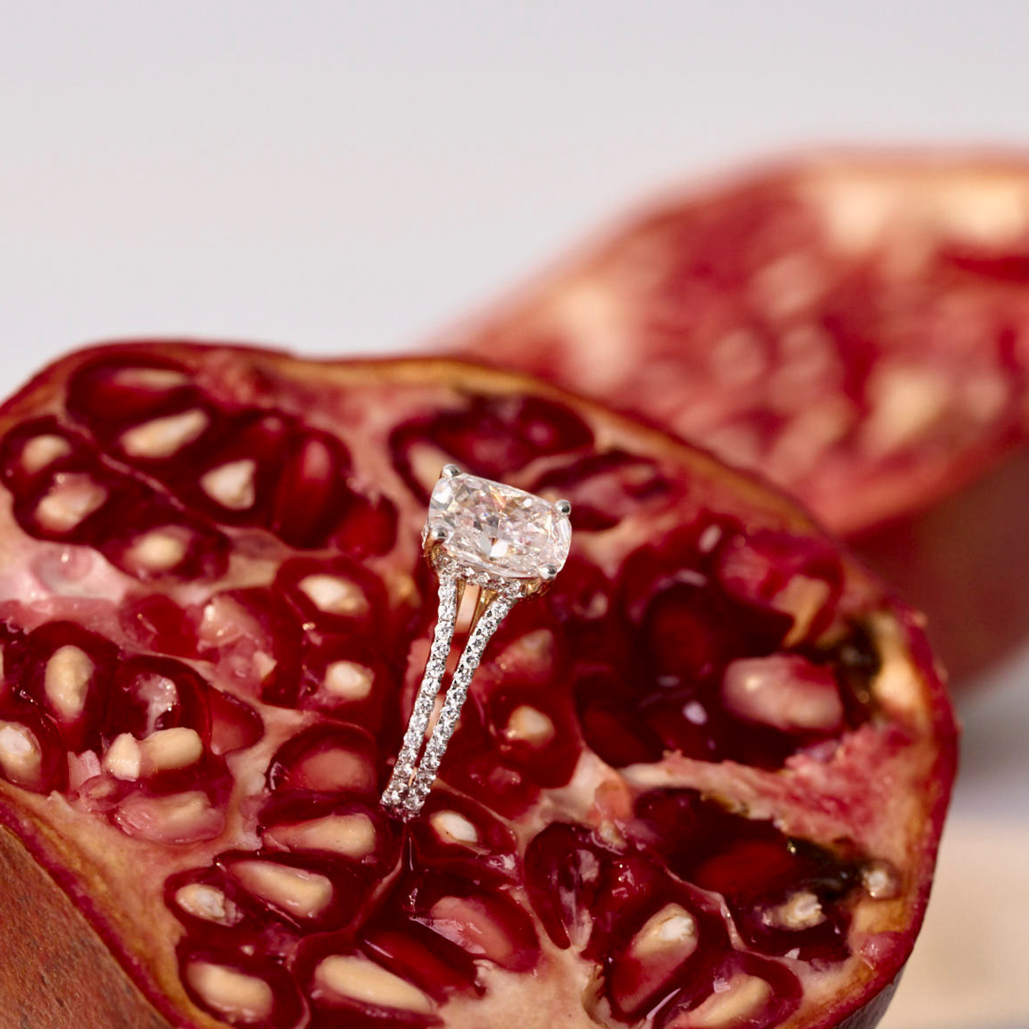 Duo Band Cushion Square Lab Diamond Ring