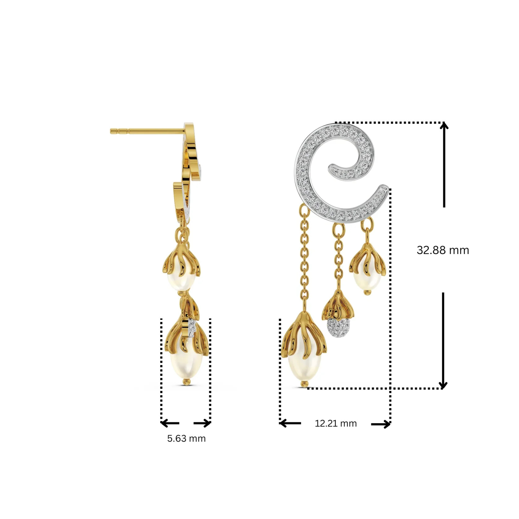 Pearl Drop Lab Grown Diamond Earrings