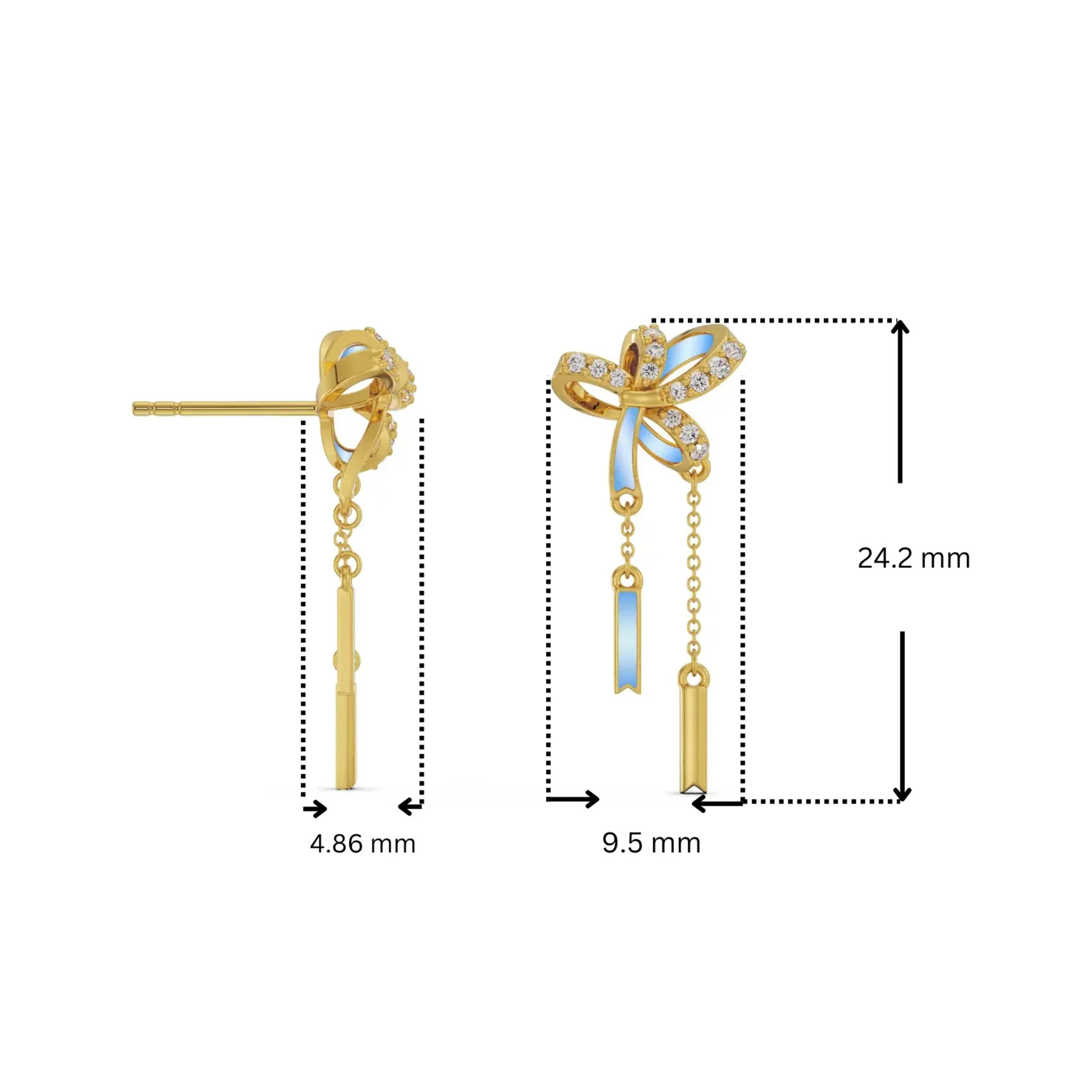 Charming Bow Tassel Lab Grown Diamond Earrings