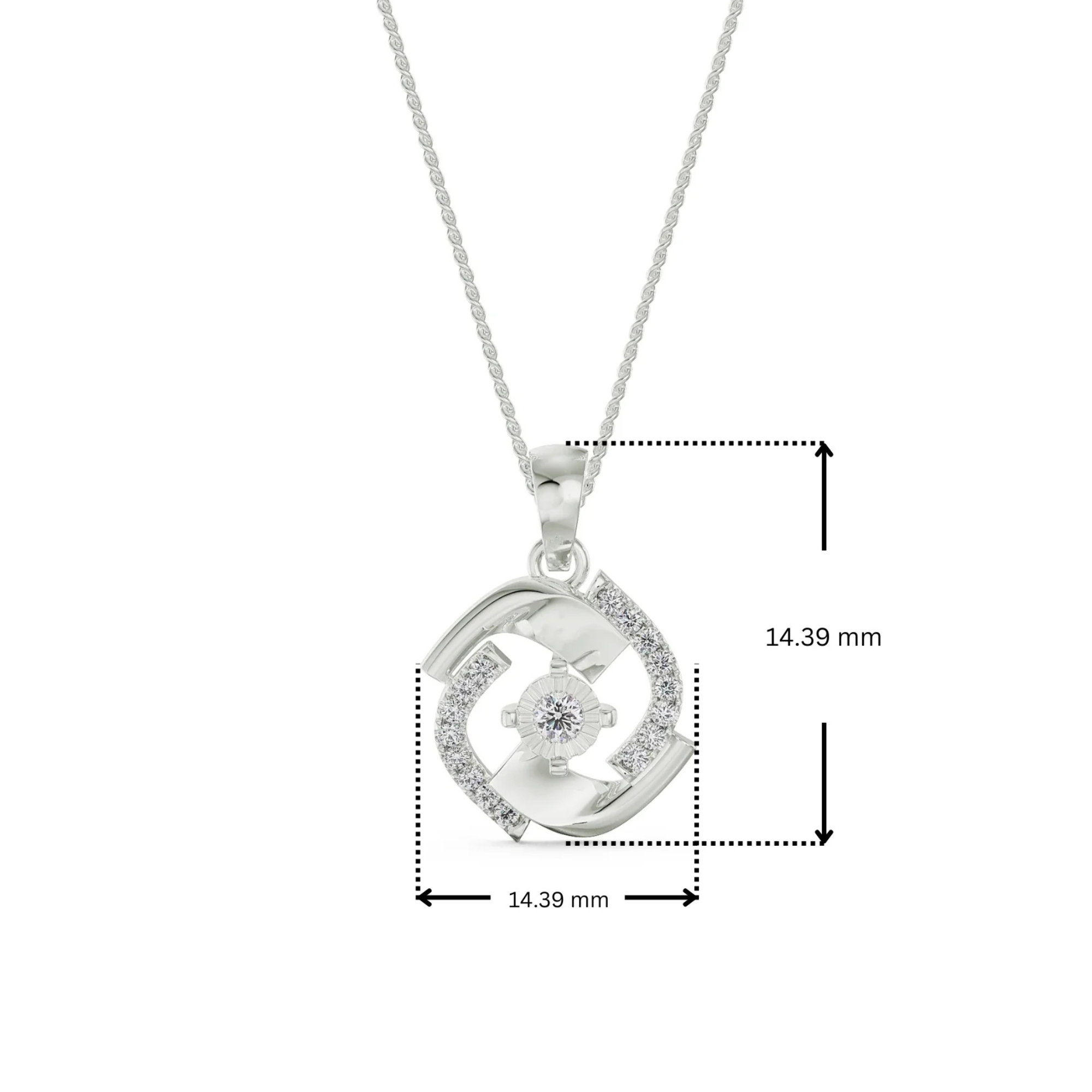 Dimension Guide for Evil Eye Lab Grown Diamond Pendant