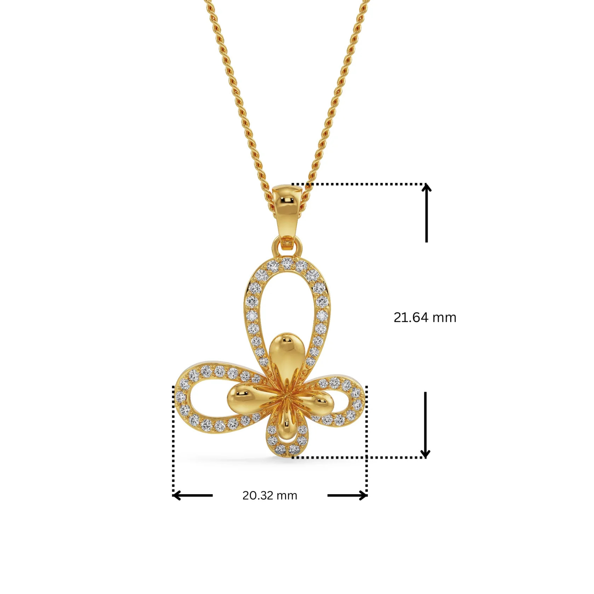 Floral Butterfly Lab Grown Diamond Pendant