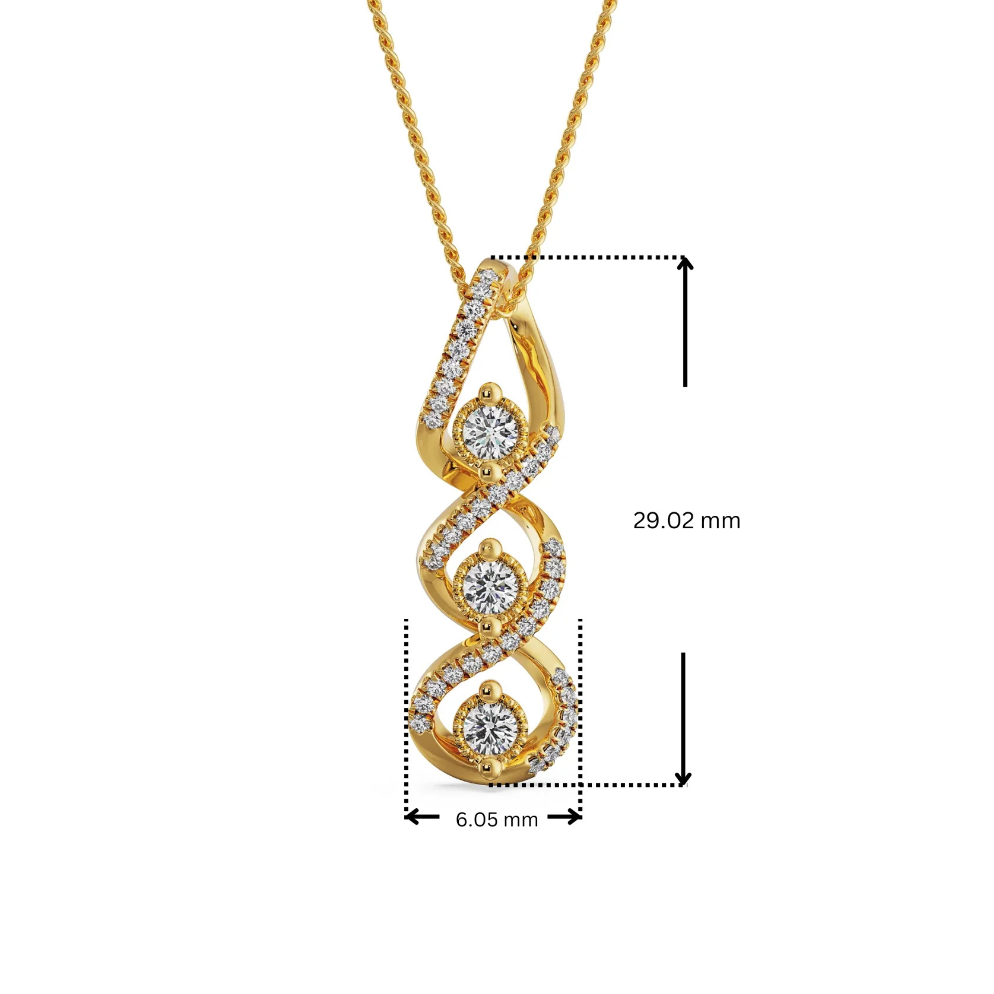 Dimension Guide for Interlocking Diamond Cross Pendant