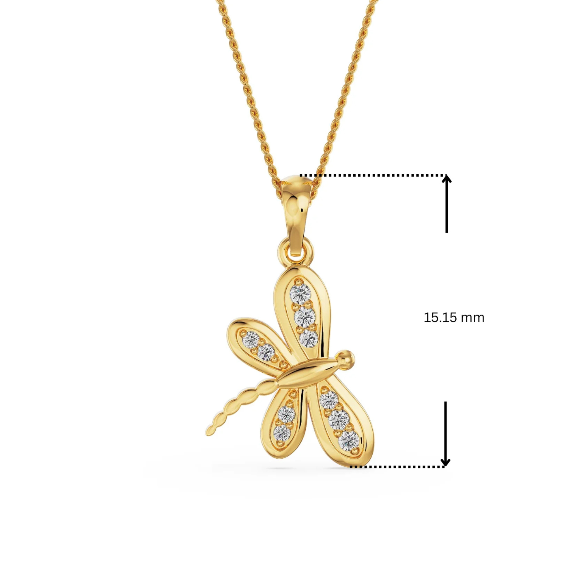 Dimension Guide for Butterfly Lab Grown Diamond Pendant
