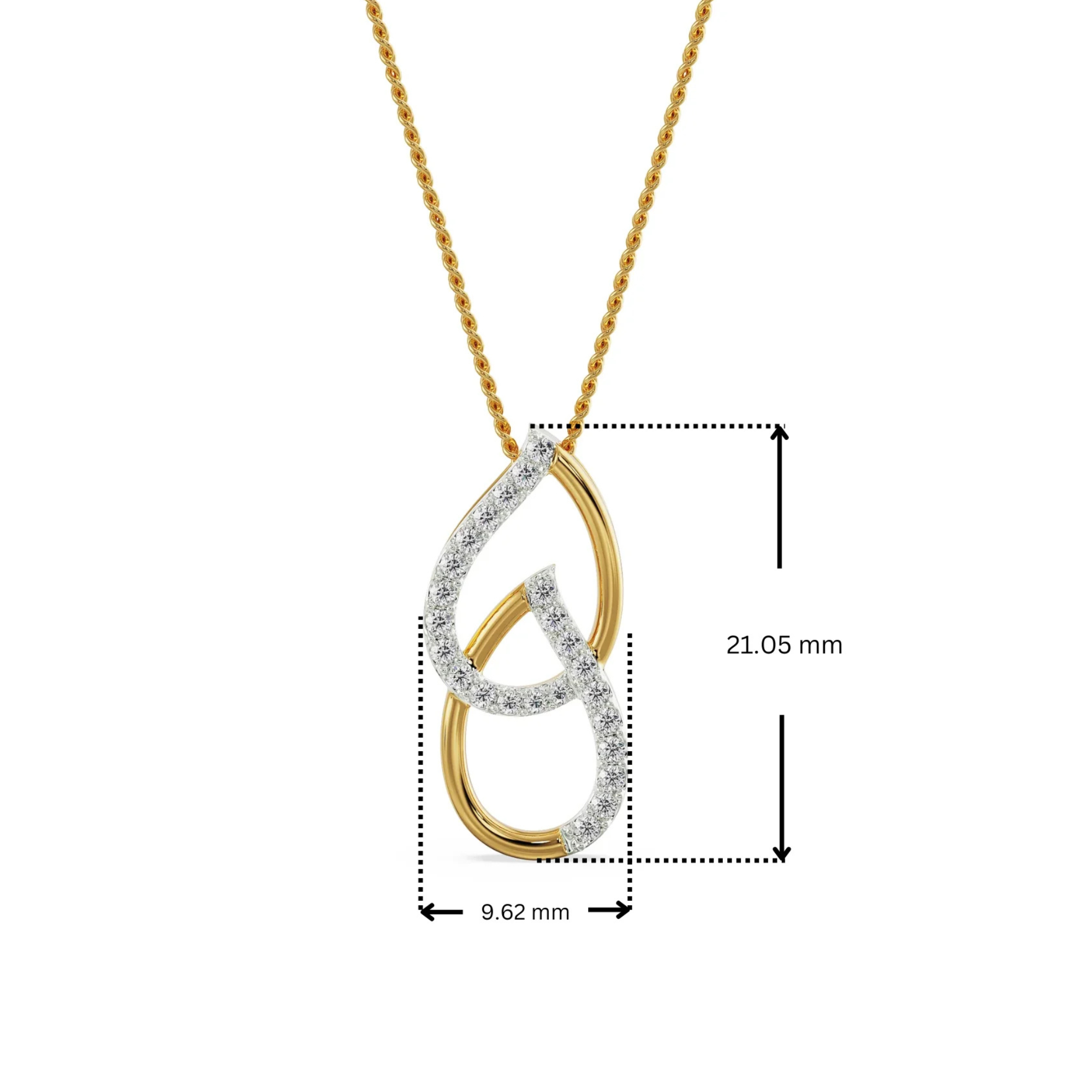 Dimension Guide for Regal Pear Lab Grown Diamond Pendant