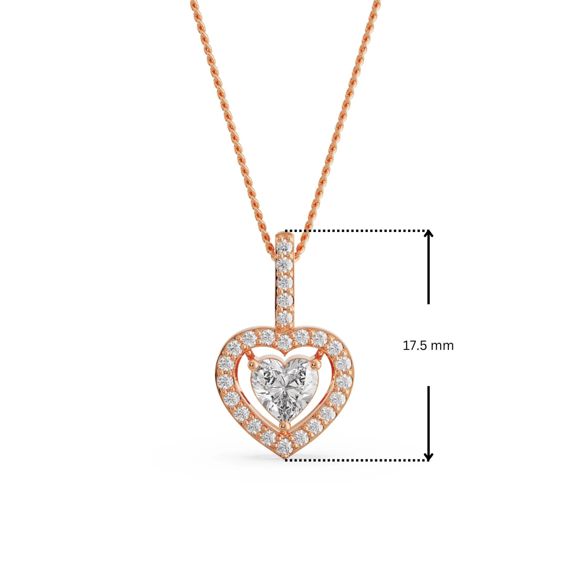 Dimension Guide for Heart in Heart Lab Grown Diamond Pendant